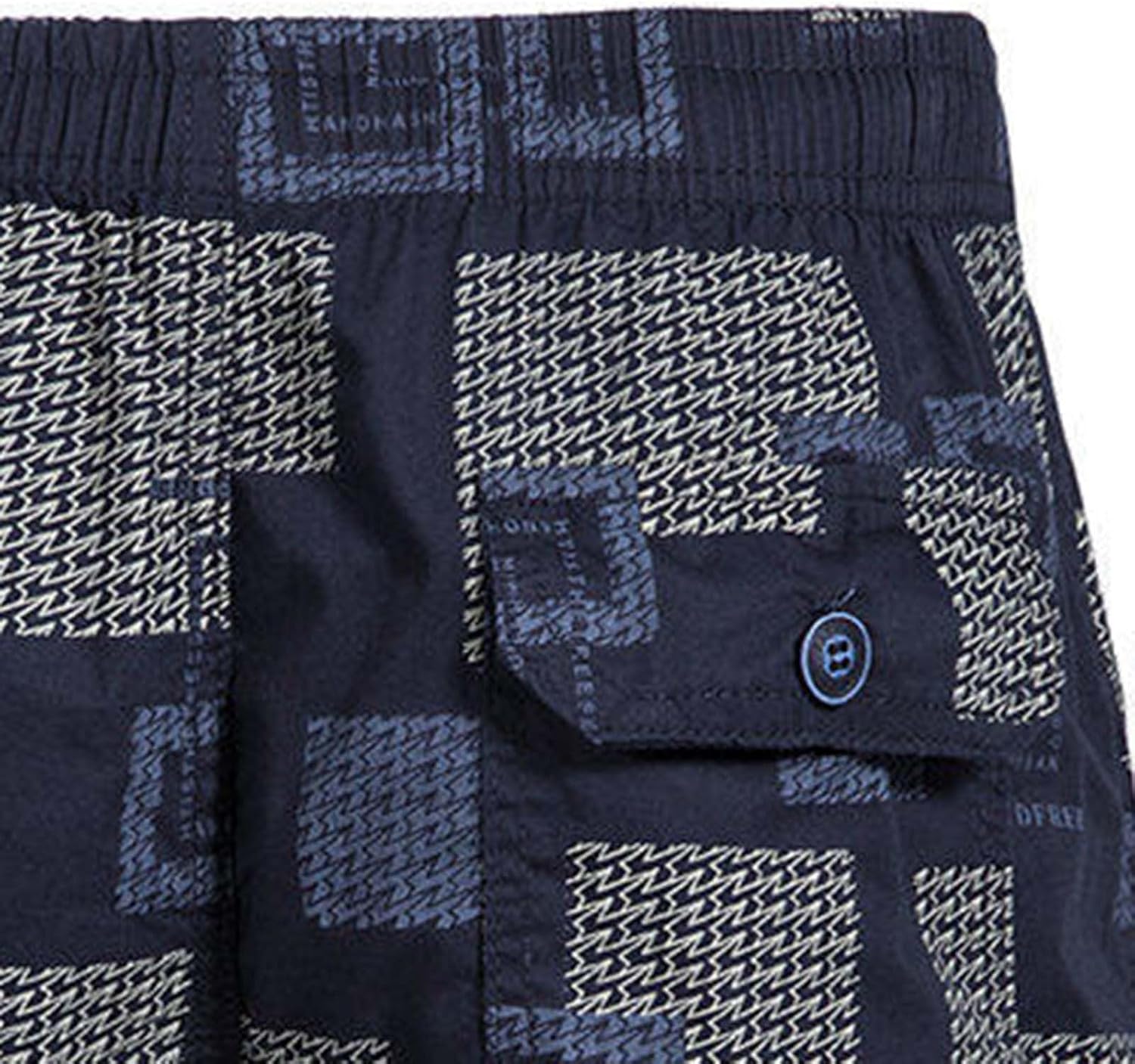 Mens Lightweight Cotton Plaid Bermuda Shorts with Elastic Waist