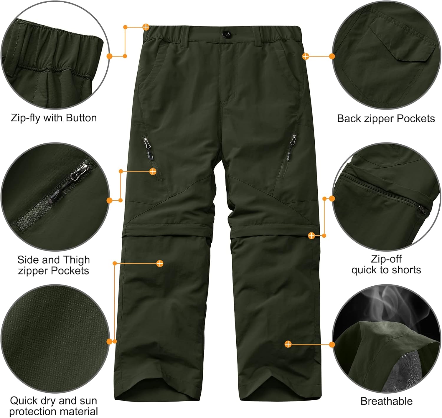 Boys Waterproof Cargo Pants Quick Dry Outdoor Hiking