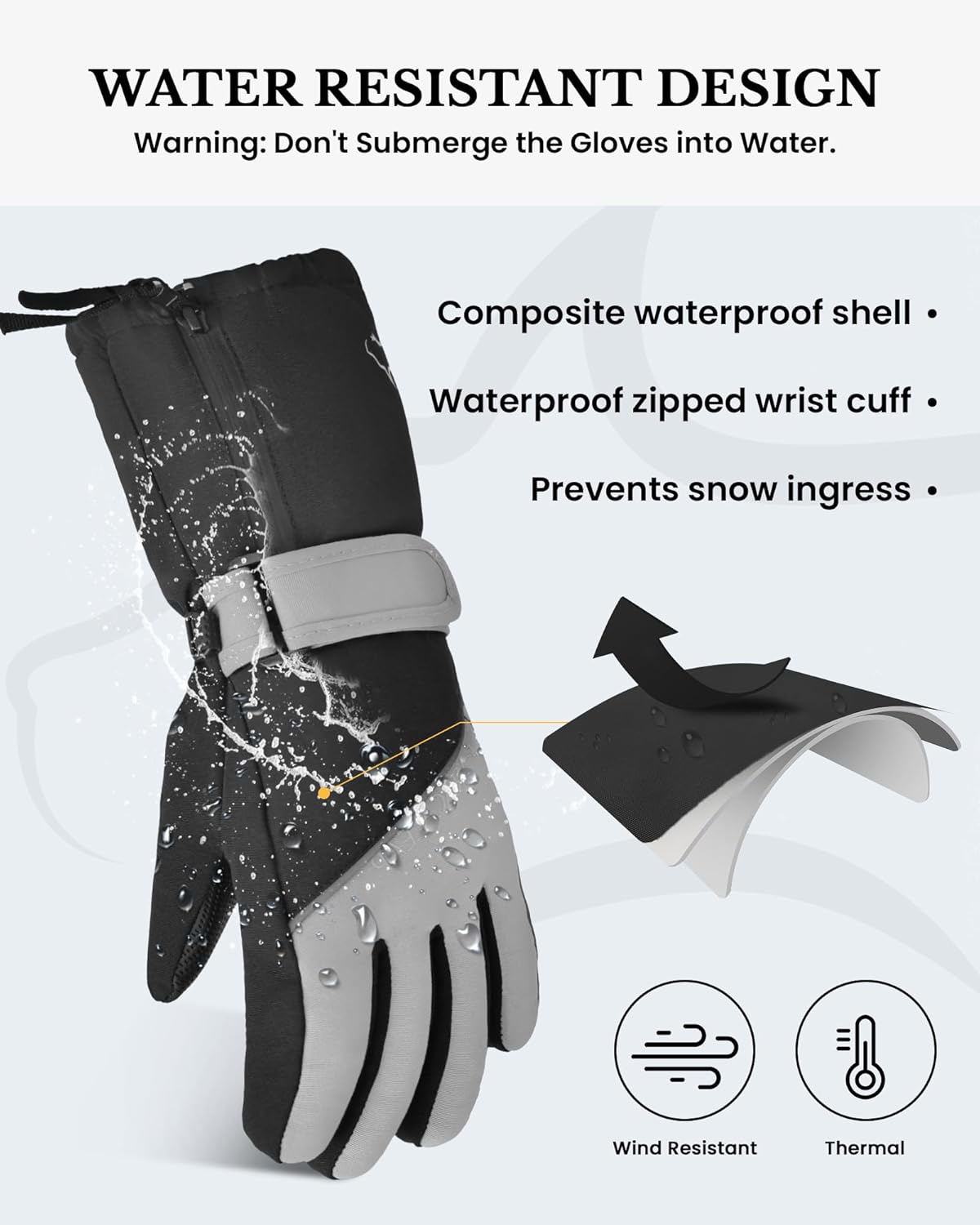 Caracaleap Kids Winter Gloves Ages 4-12 Waterproof Thinsulate