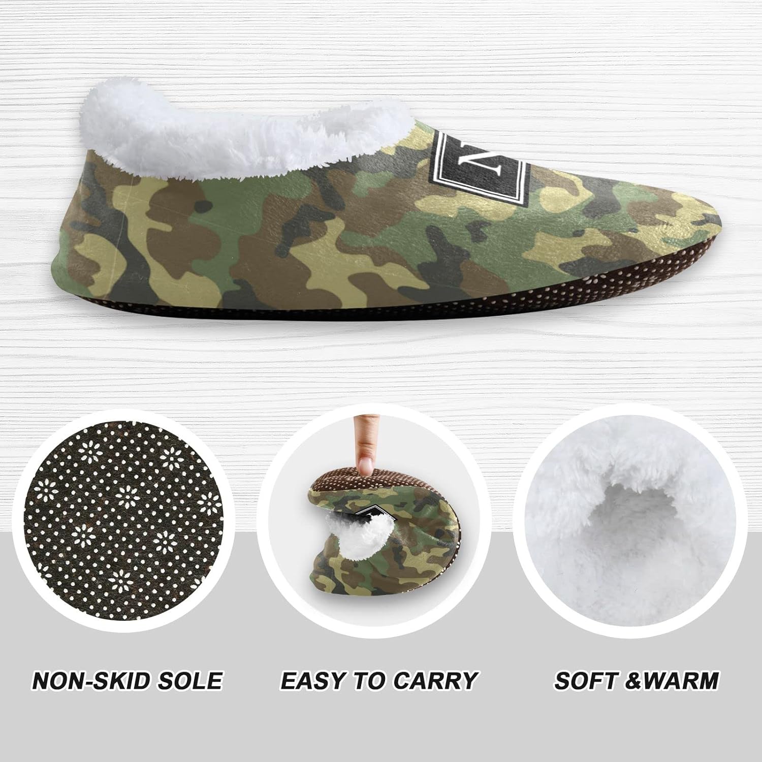 Camouflage Military Slippers for Kids Customizable Design