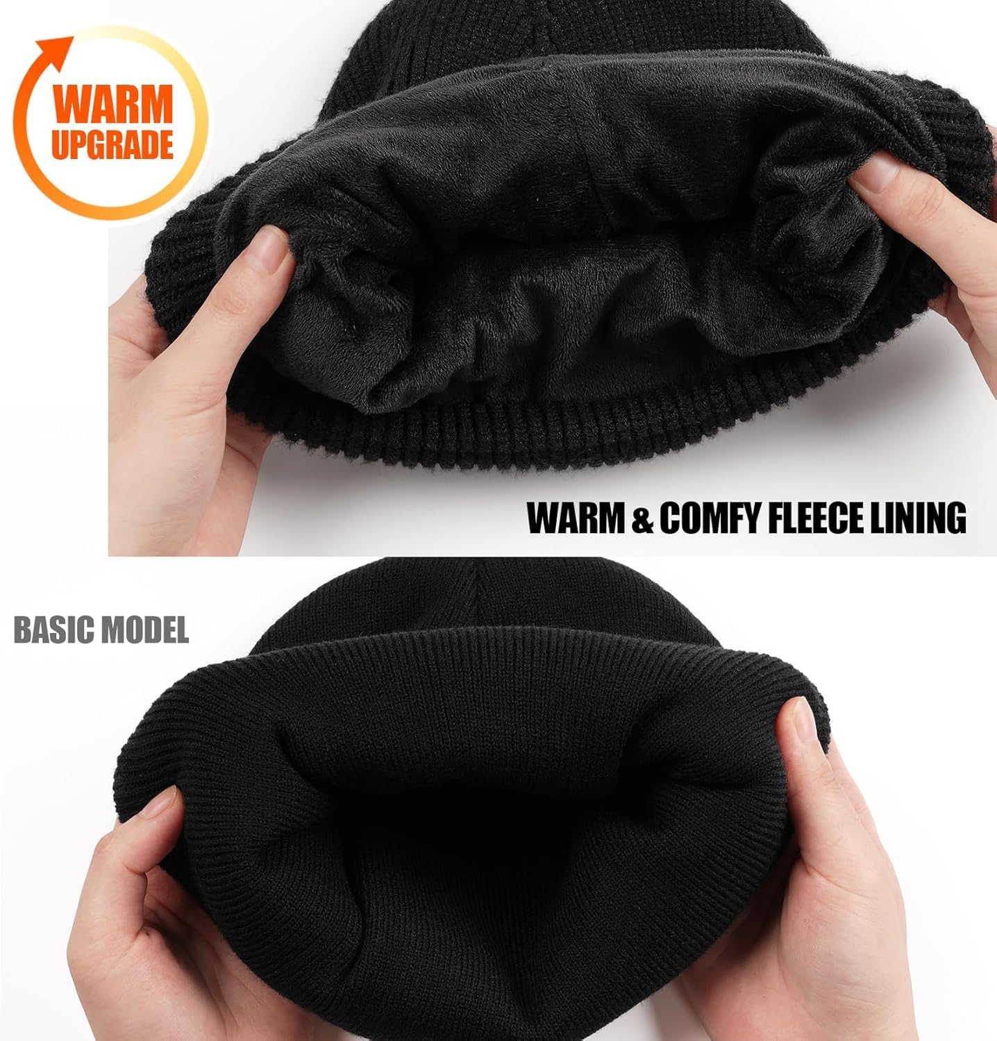 Melasa Winter Fleece Lined LED Beanie Warm Gift for Dad Husband Him
