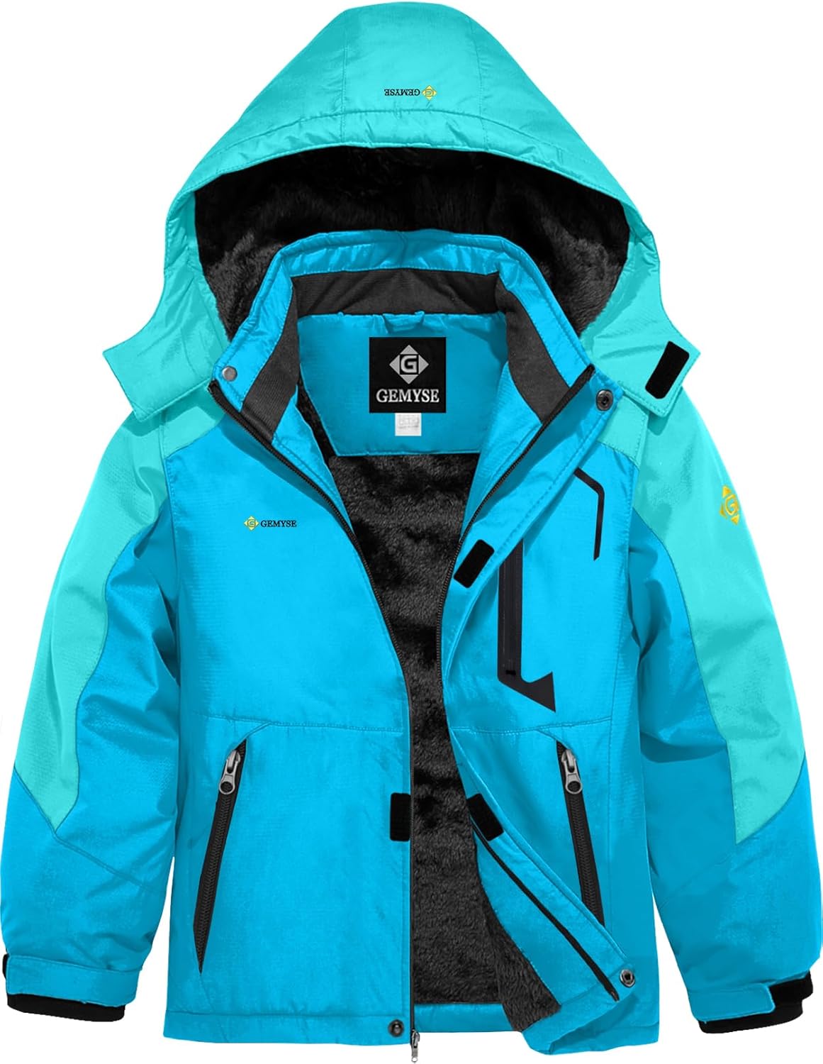 GEMYSE Boys Waterproof Ski Snow Jacket with Hooded Fleece