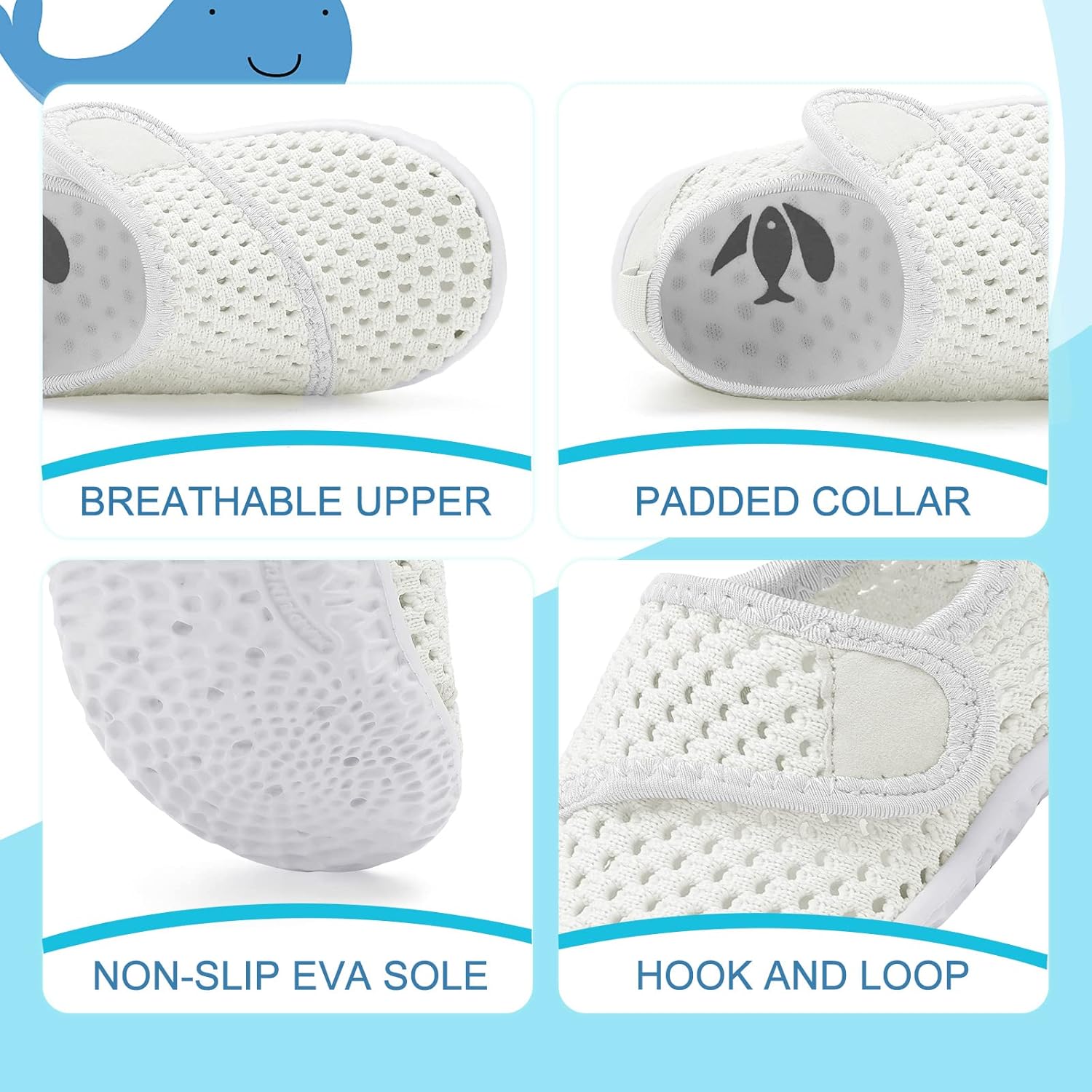 shopUAL Toddler Water Shoes Quick Dry Non-Slip Posey Design