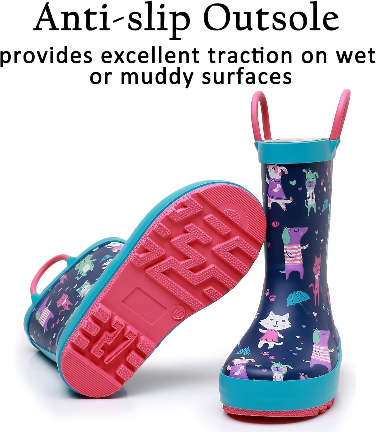 LANCDON Toddler Rain Boots for BoysGirls Waterproof Durable