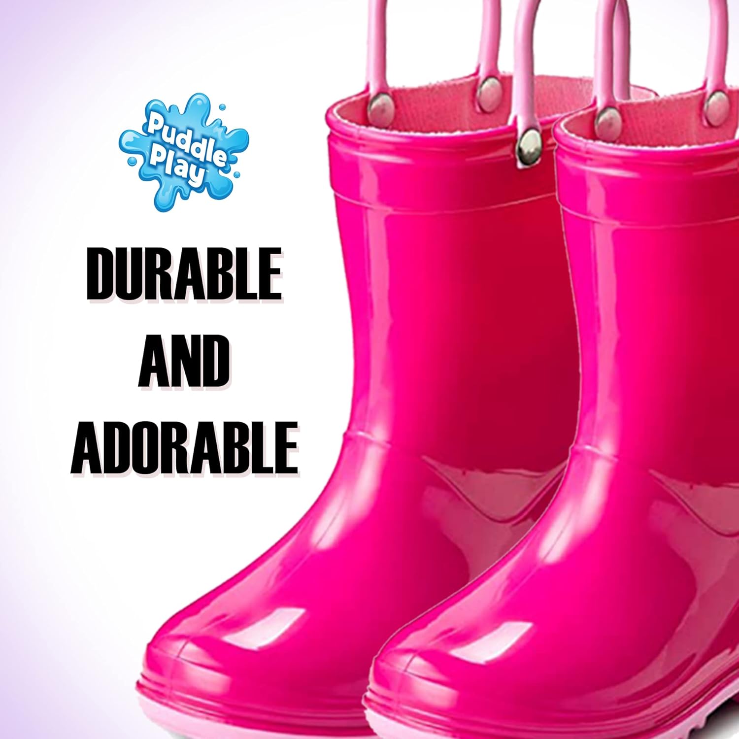 Puddle Play Toddlers Waterproof Rain Boots with Easy-On Handles