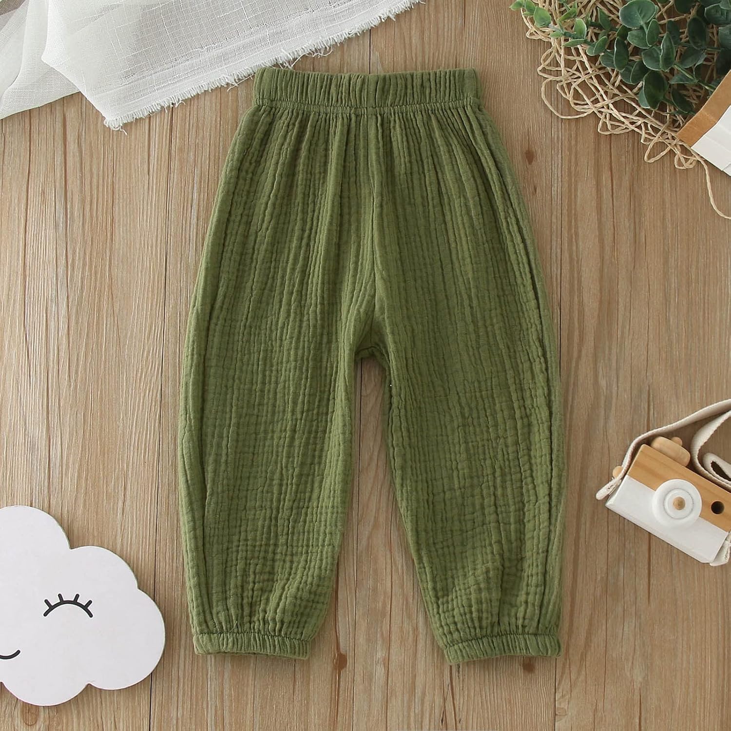 Toddler Baby Cotton Linen Joggers for Boys Girls Basic Harem Pants