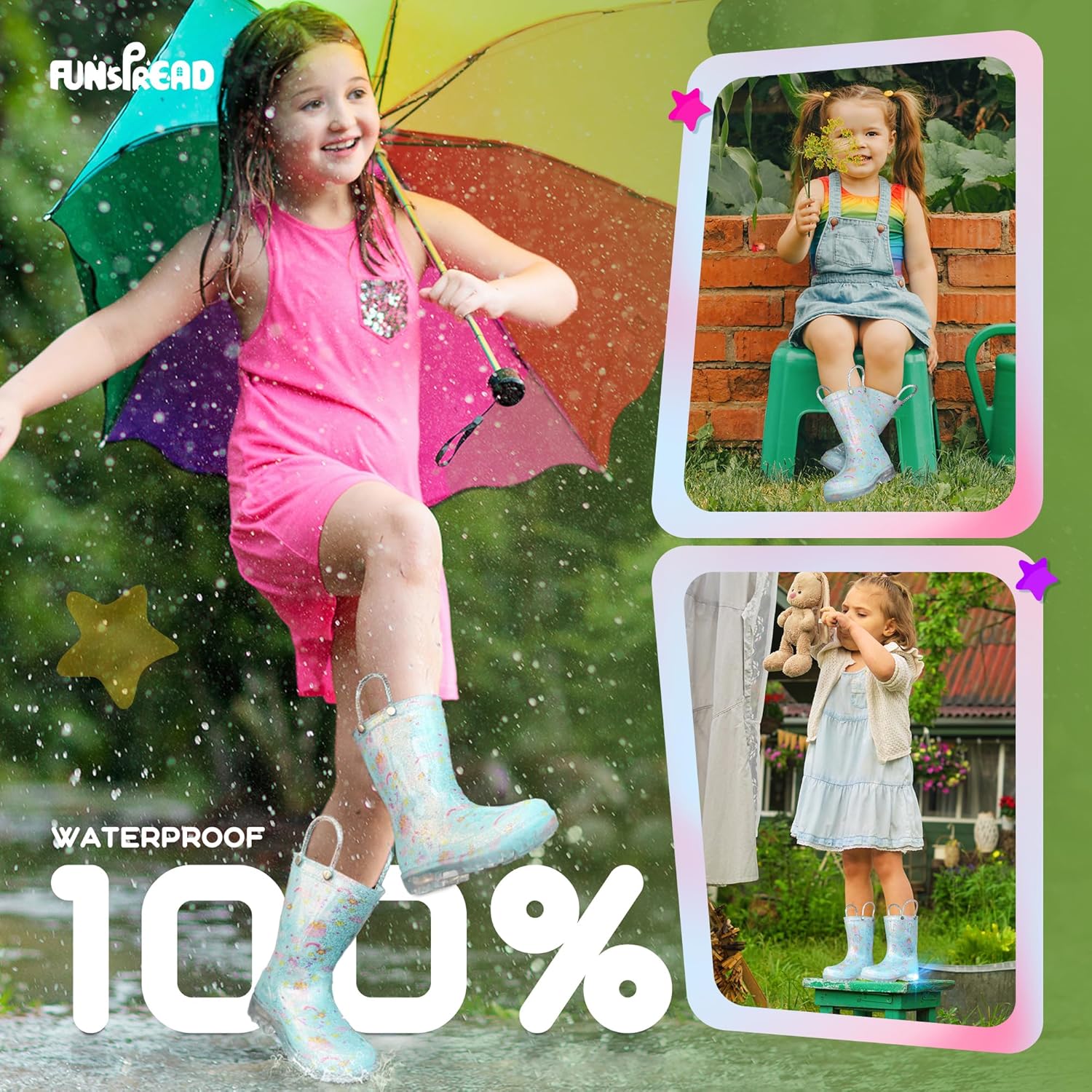 FunSpread Light-Up Kids Rain Boots