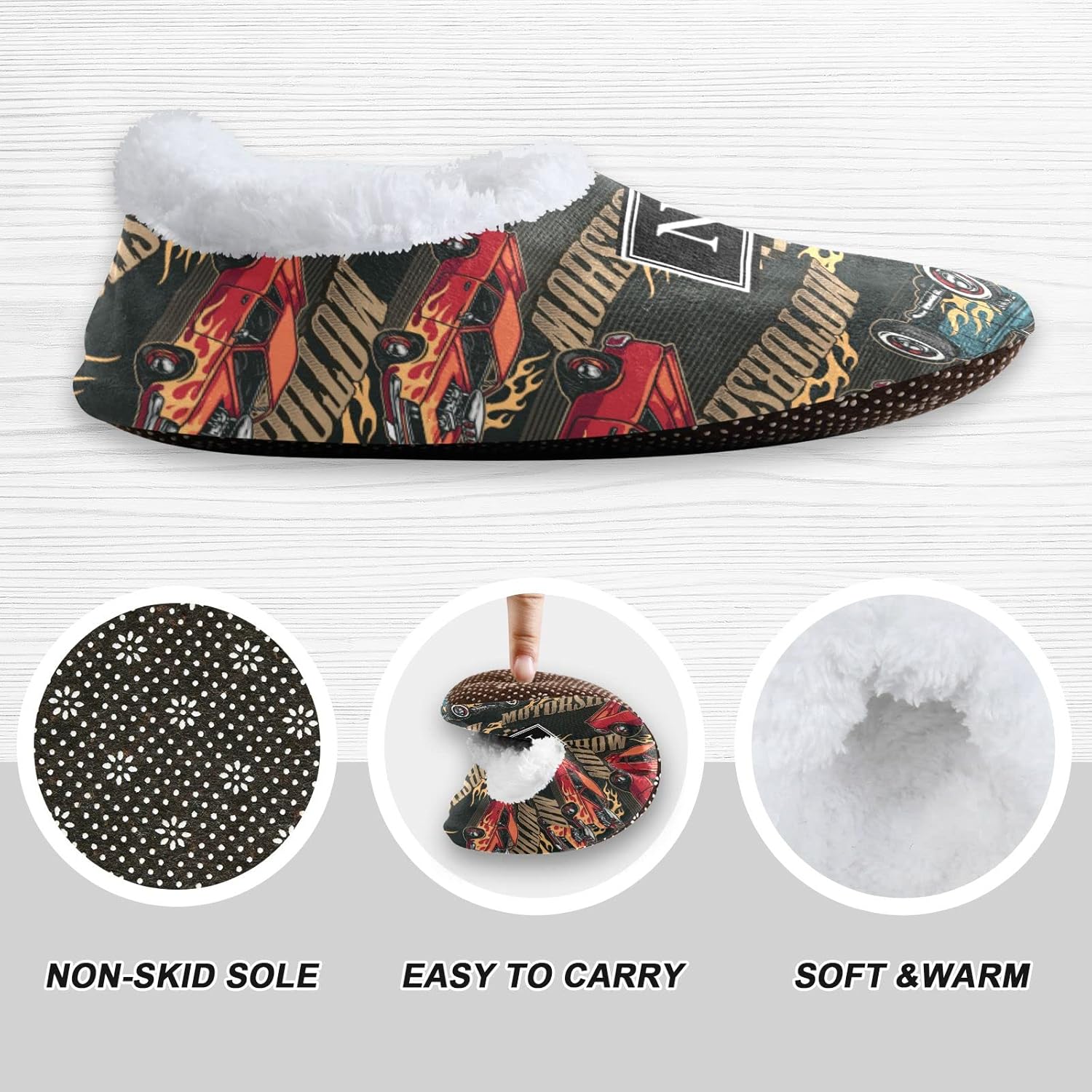Pigsaly Custom Hippie Vintage Cars Boys Slippers