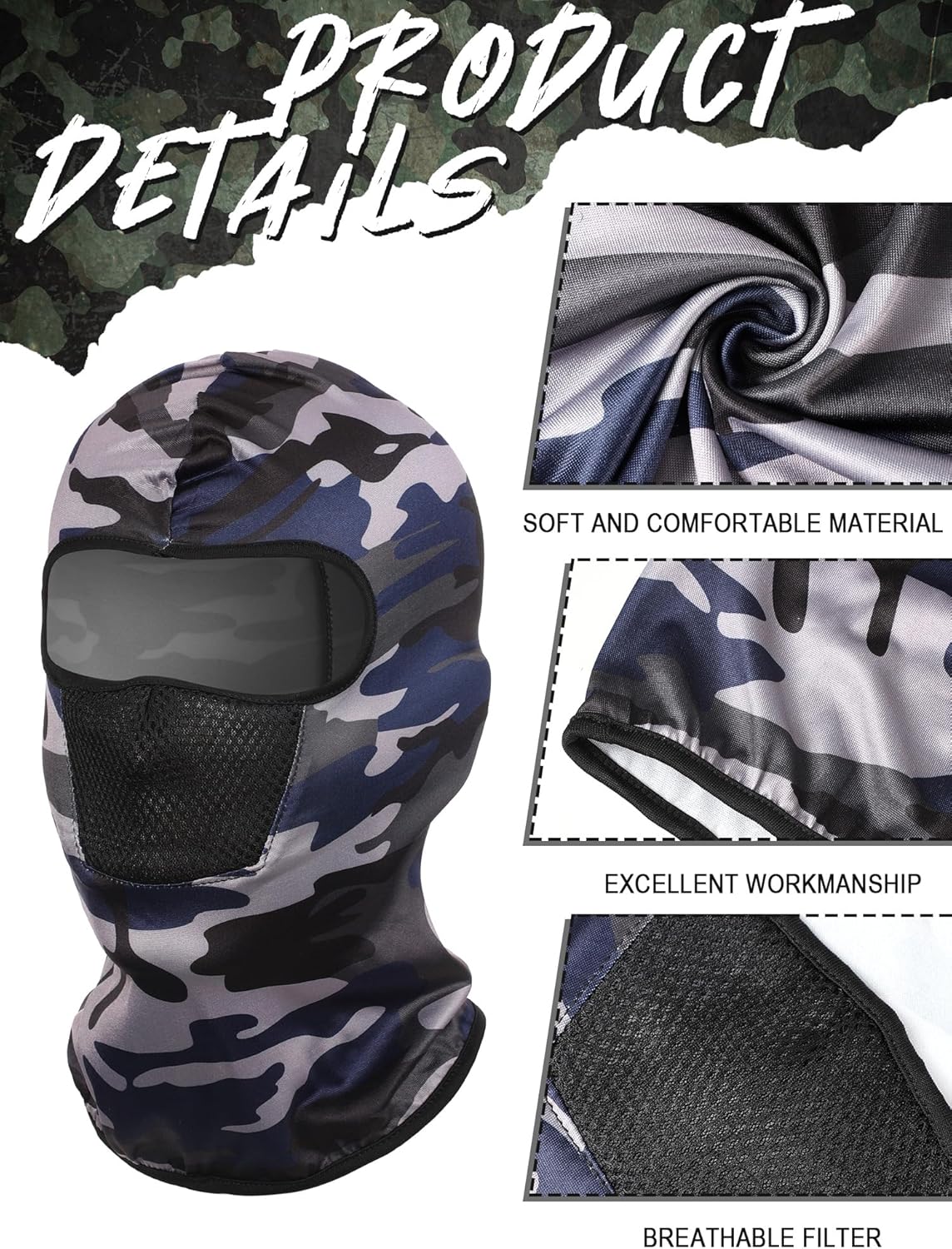 SATINIOR 9-Piece Camouflage Ski Mask Set