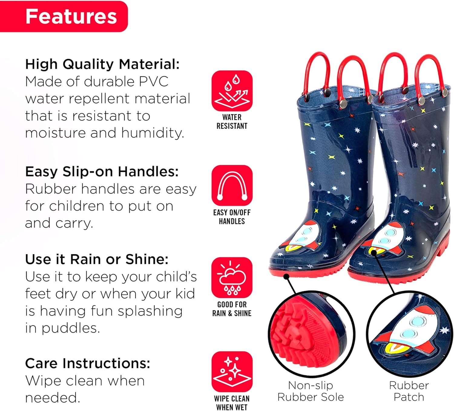 Toddler Rain Boots Waterproof Protection for Girls