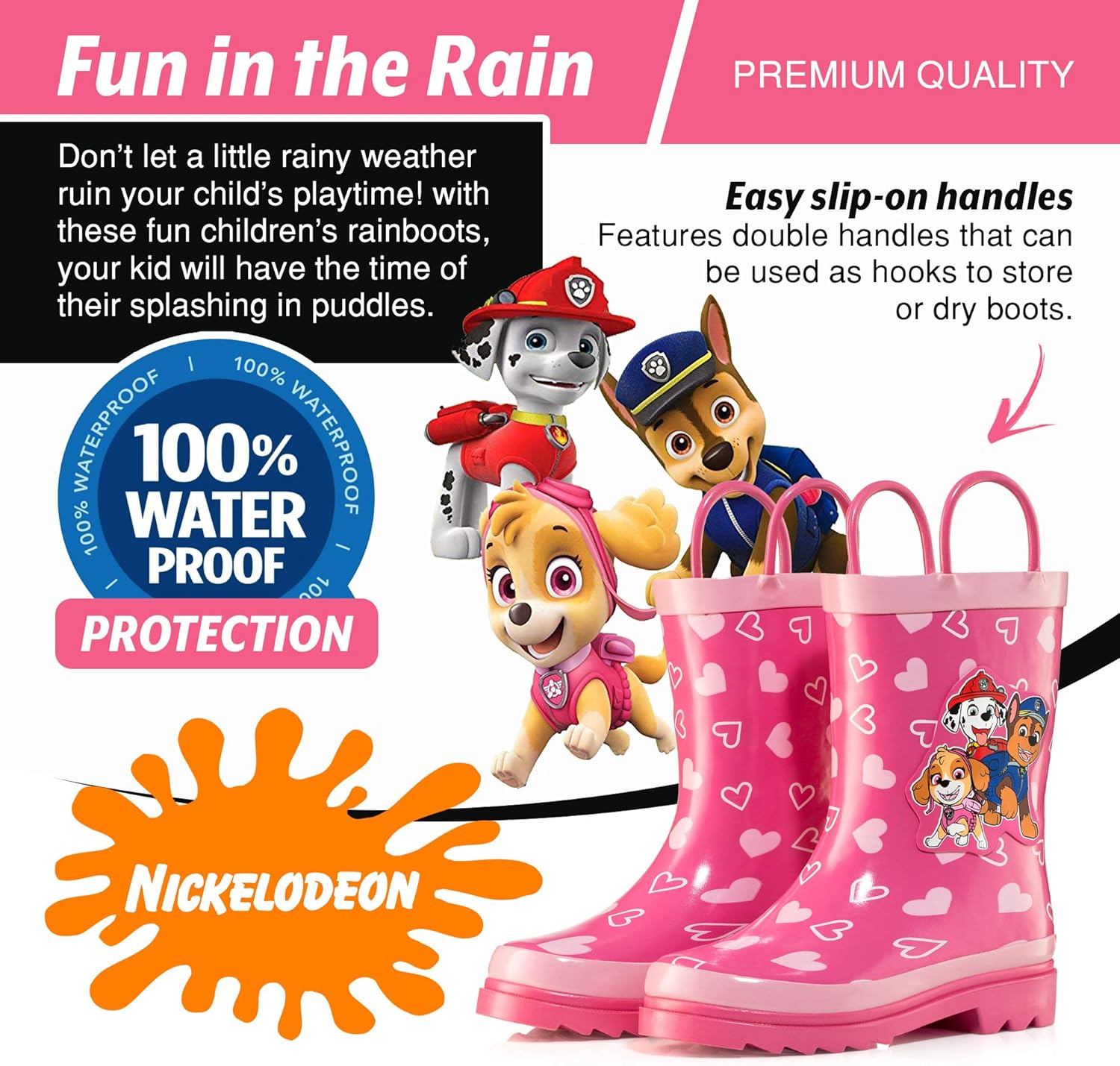 Nickelodeon Character Print Waterproof Rain Boots