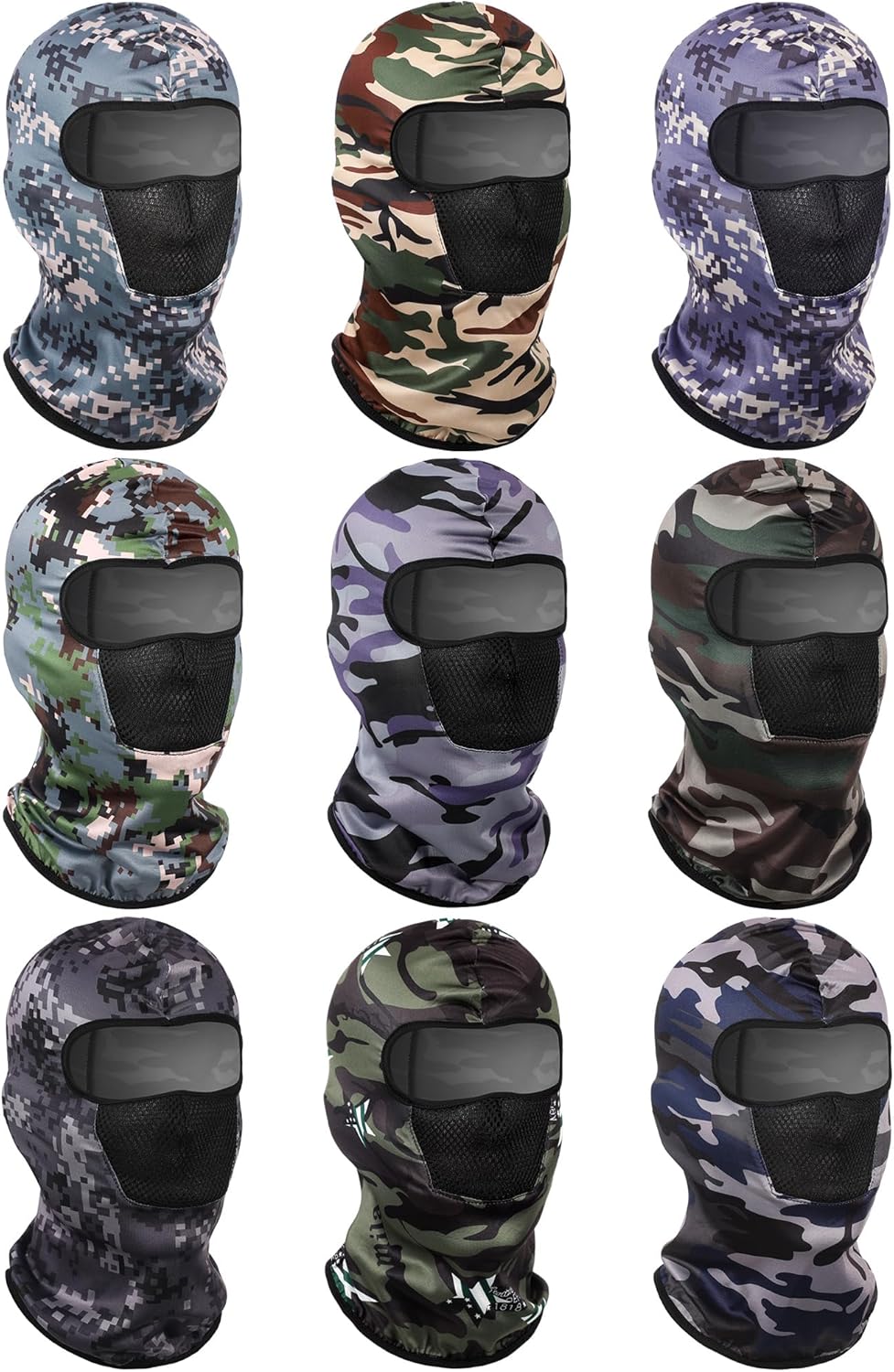 SATINIOR 9-Piece Camouflage Ski Mask Set