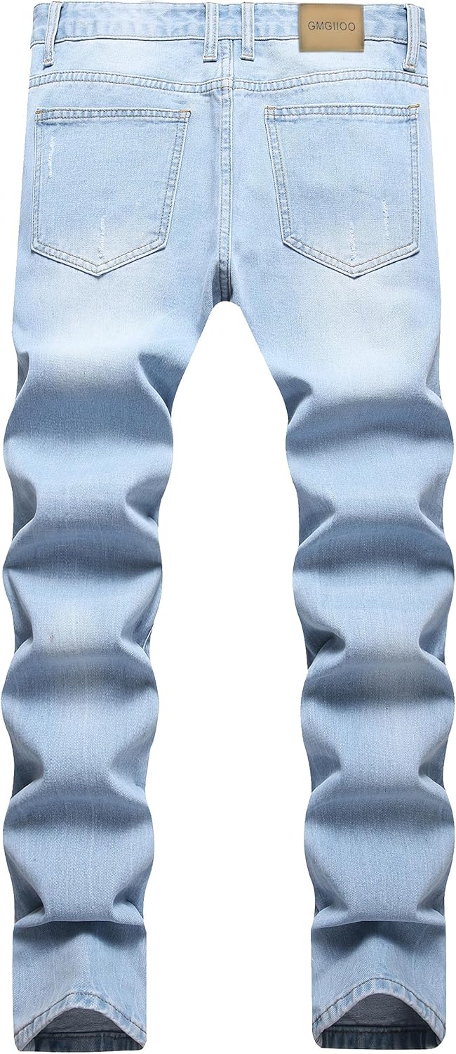 Mens Slim Fit Distressed Denim Jeans