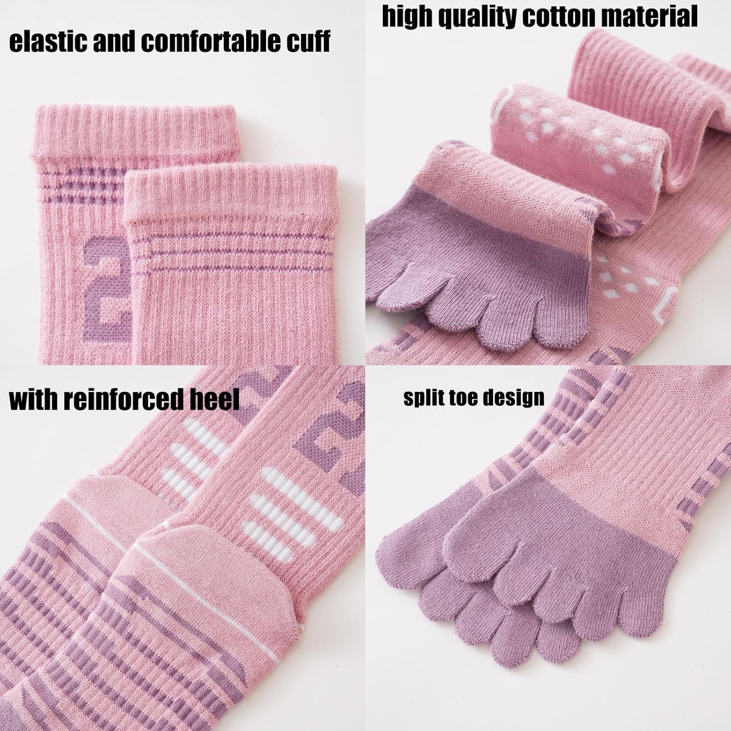 Pursuestar 2 Pairs Five Finger Toe Socks for Kids 6-15 Years