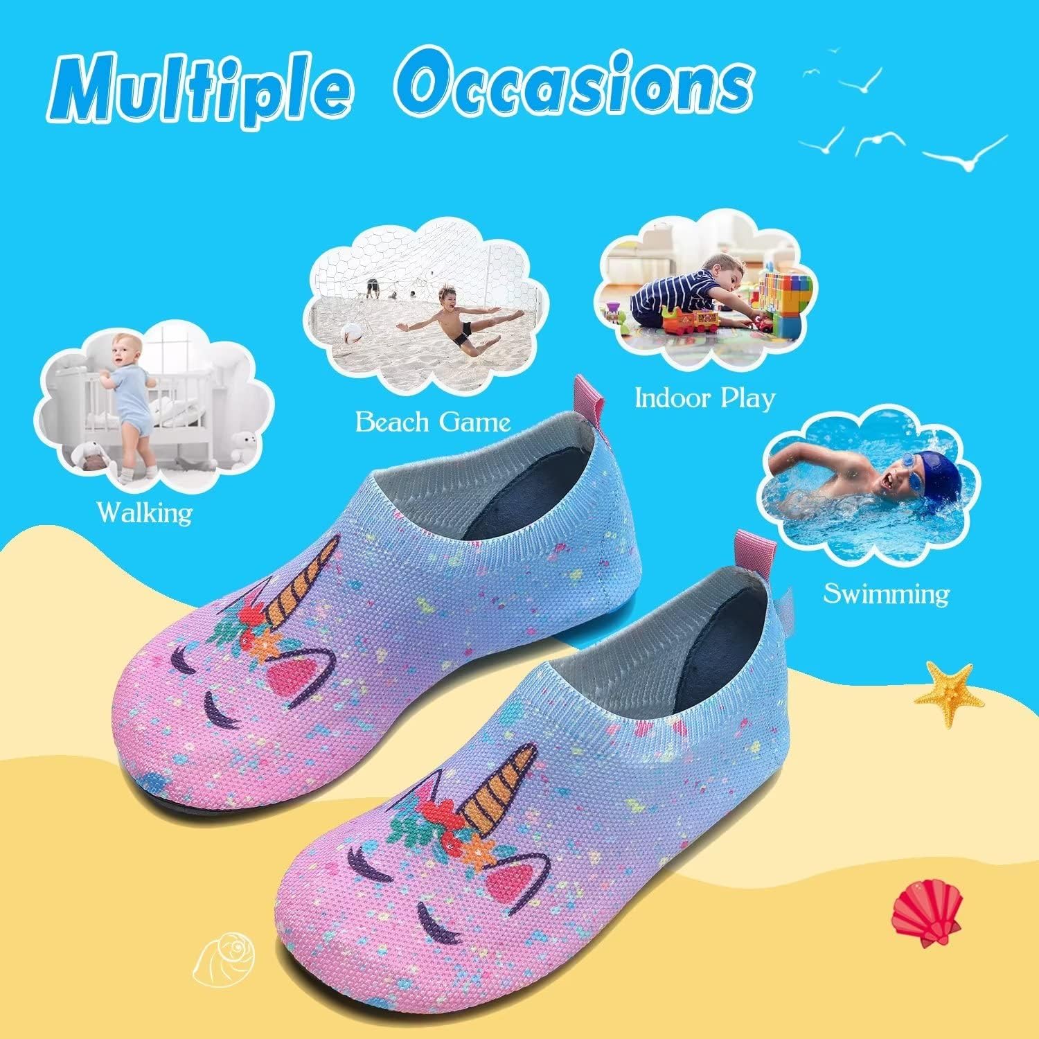 WateLves Kids Water Shoes - Lightweight Non-Slip and Quick-Dry