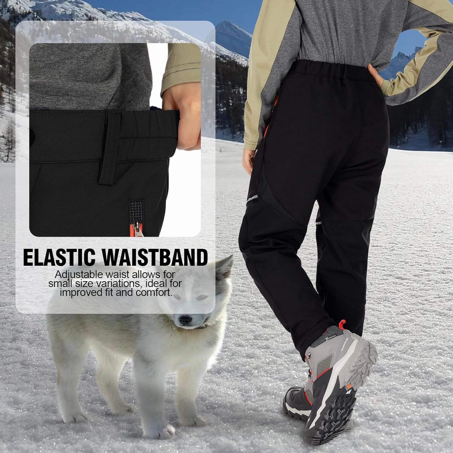 Toomett Boys and Girls Snow Hiking Pants with Fleece Lining