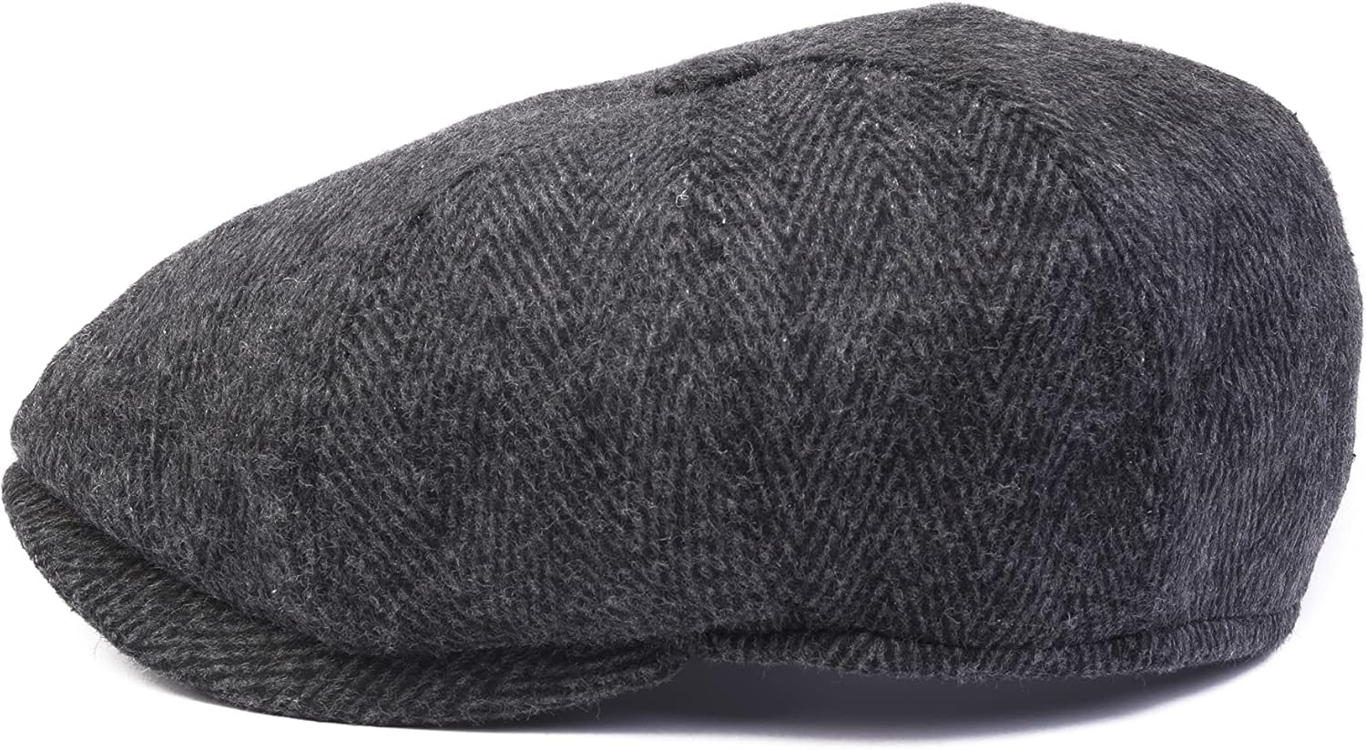 HATSQUARE Herringbone wool mens newsboy cap