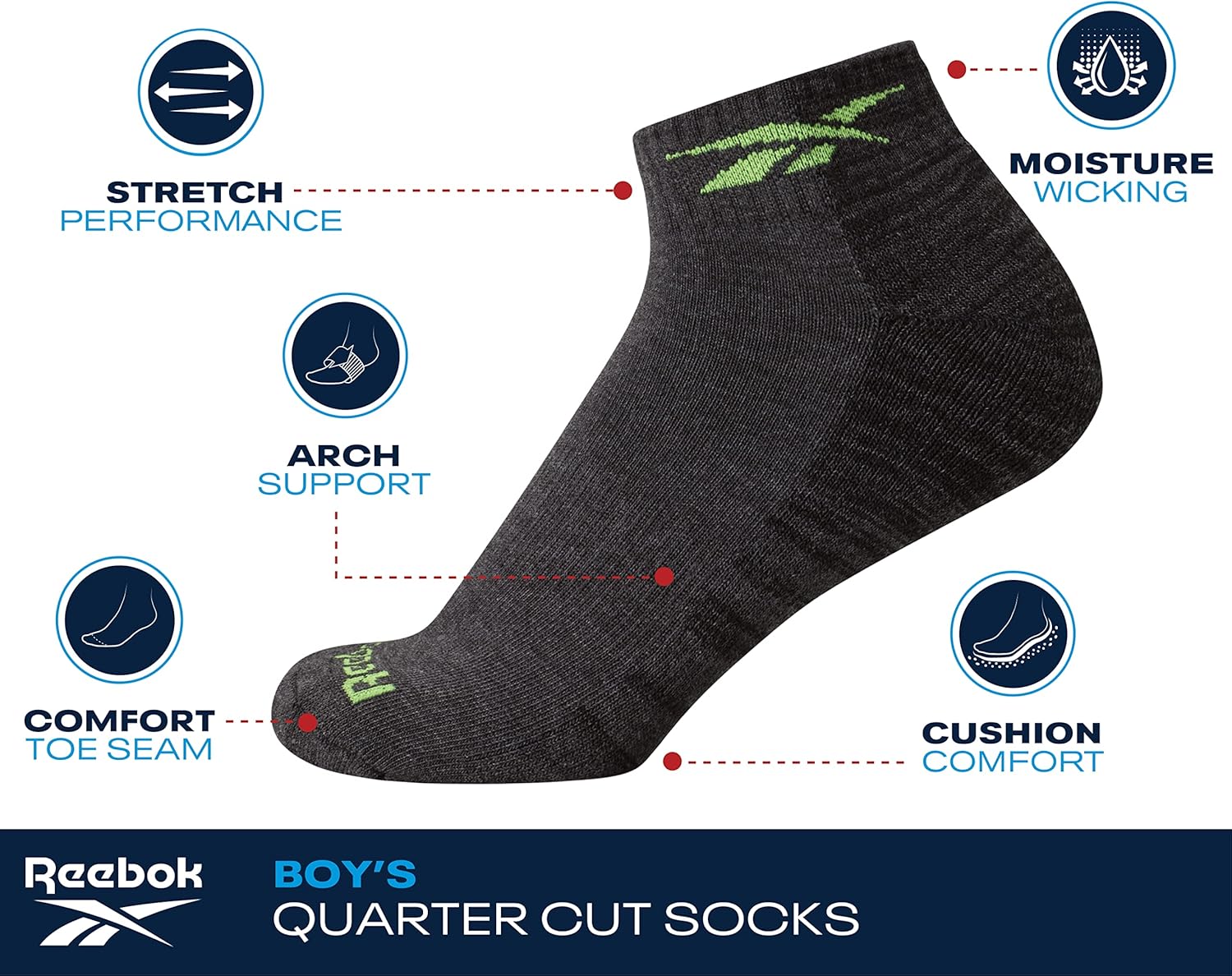 Reebok Boys Arch Support Socks