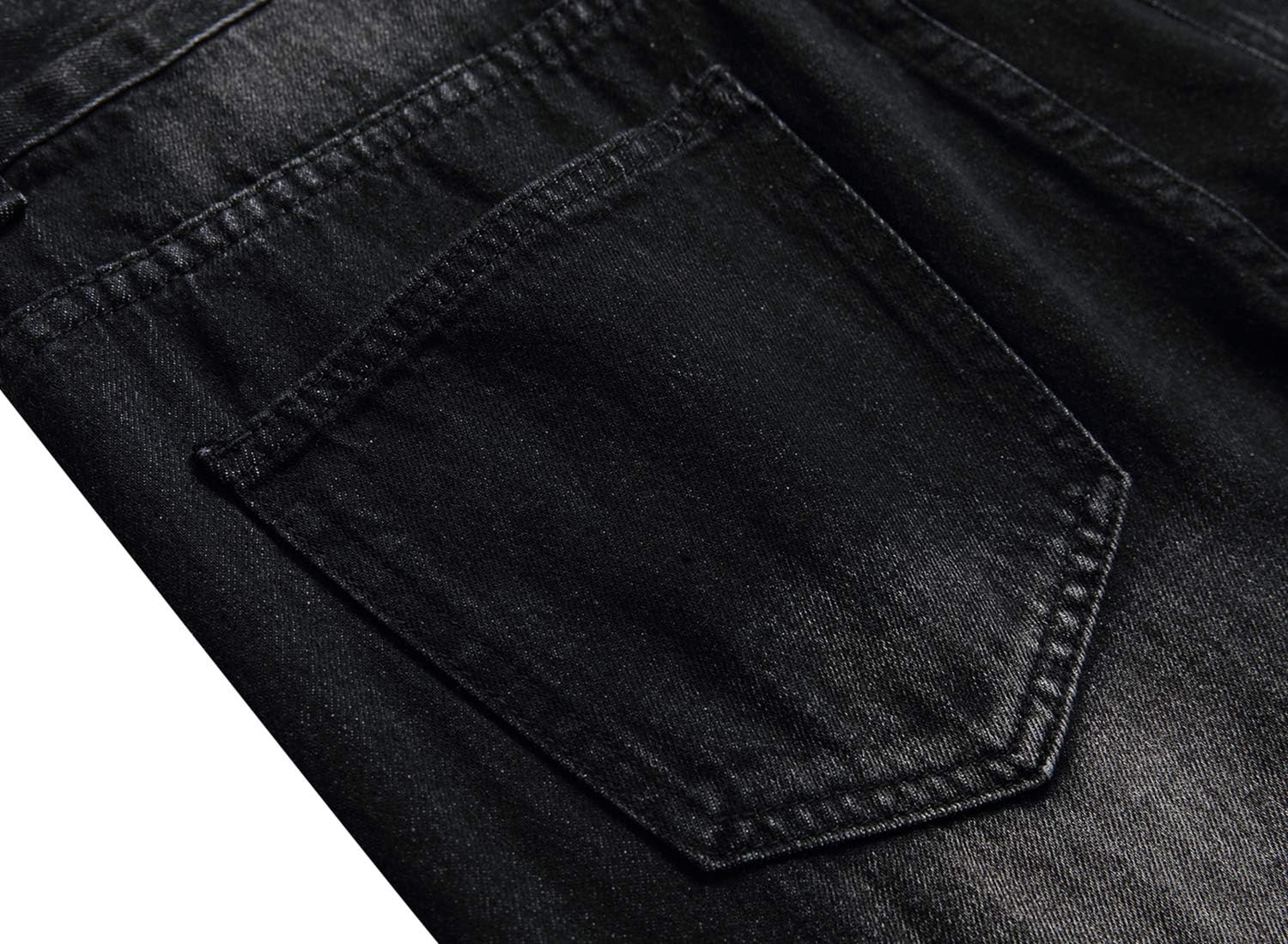 QIMYUM Mens Ripped Jeans Slim Fit Straight Leg Denim Pants