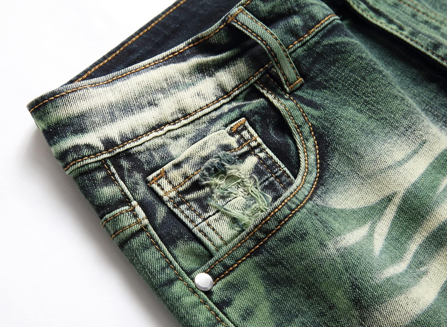 Mens Ripped Distressed Destroyed Straight Fit Washed Denim Jeans