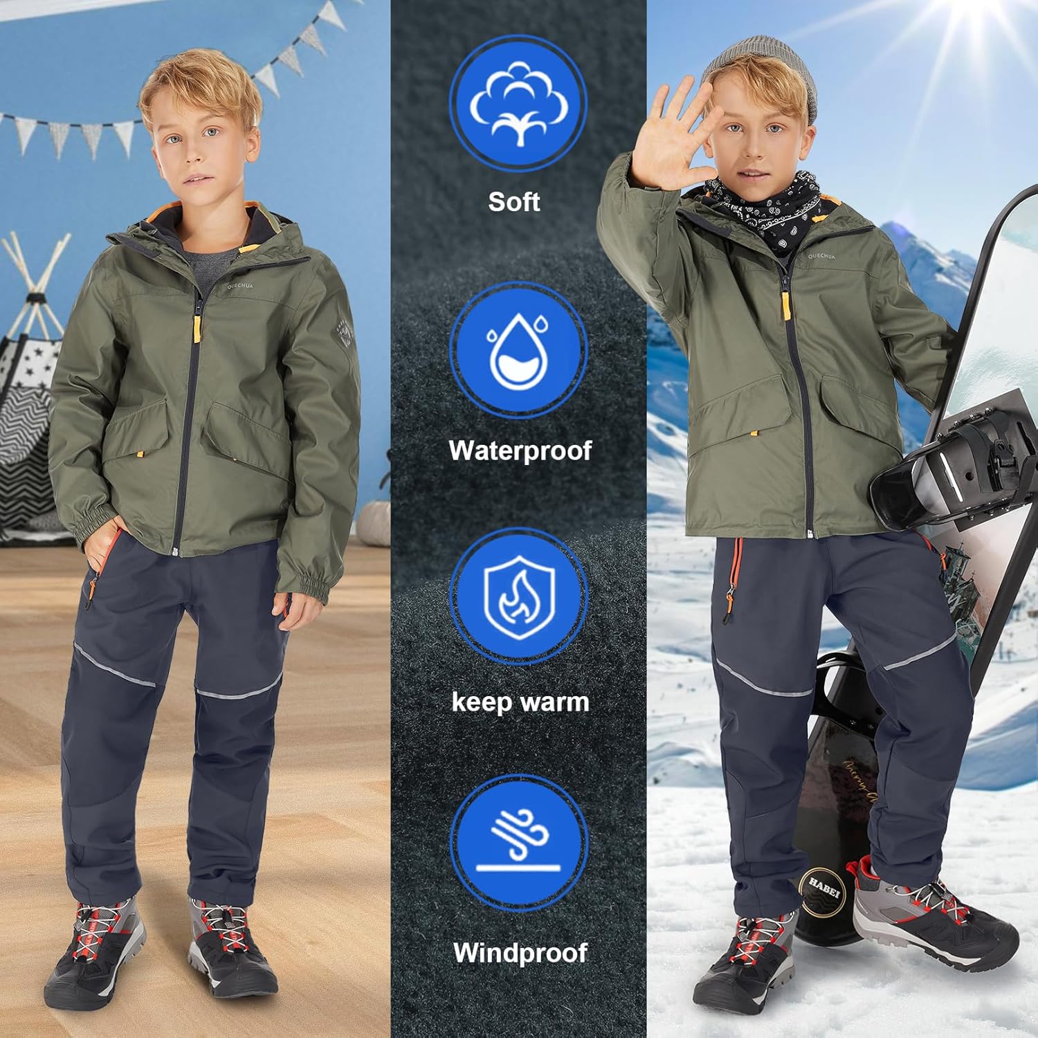 Toomett Boys Snow Cargo Pants for Hiking and Skiing