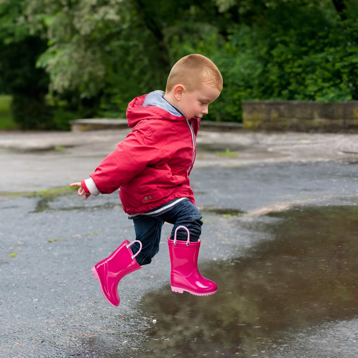 Puddle Play Toddlers Waterproof Rain Boots with Easy-On Handles