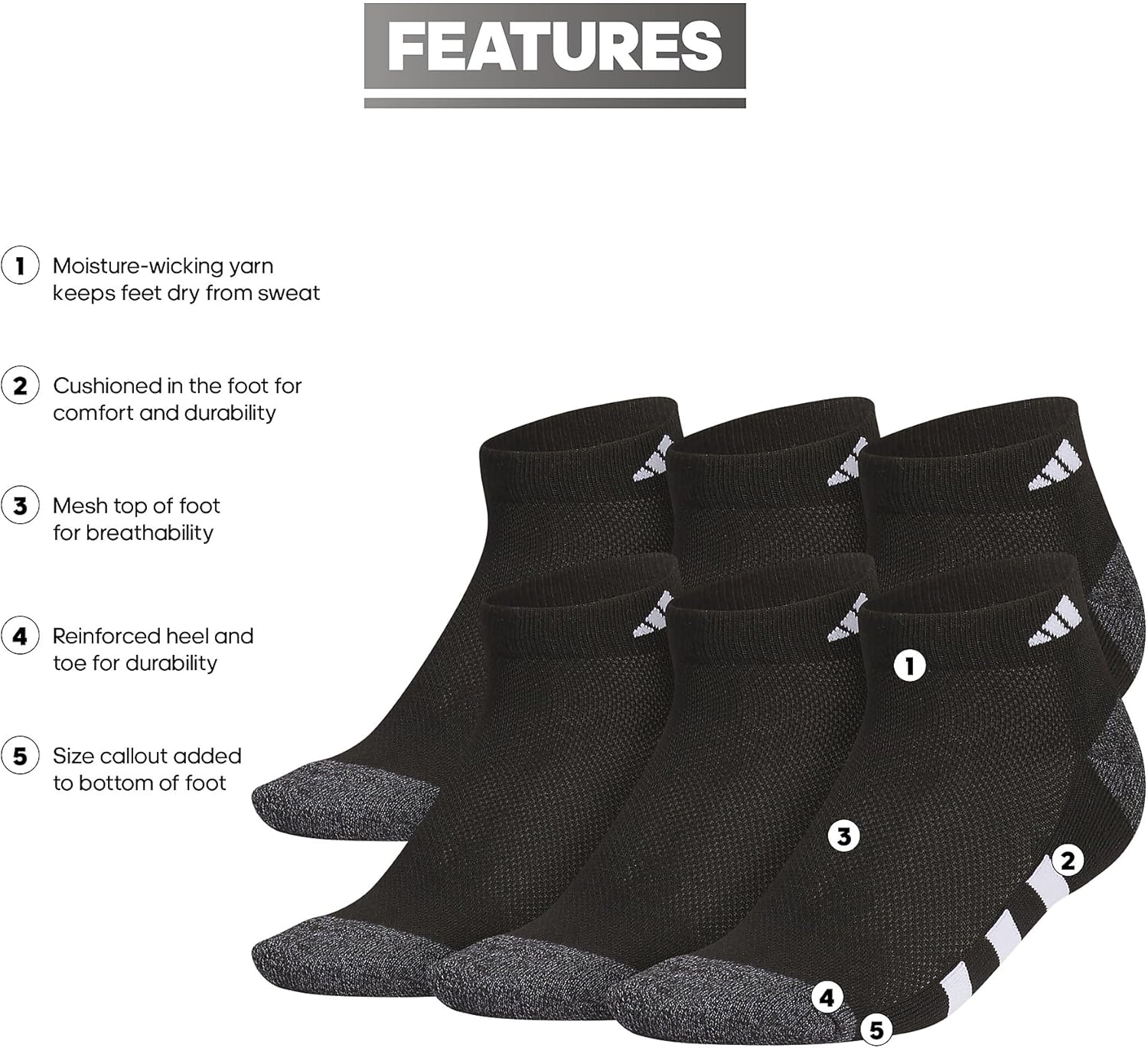 adidas cushioned athletic socks for kids below the ankle