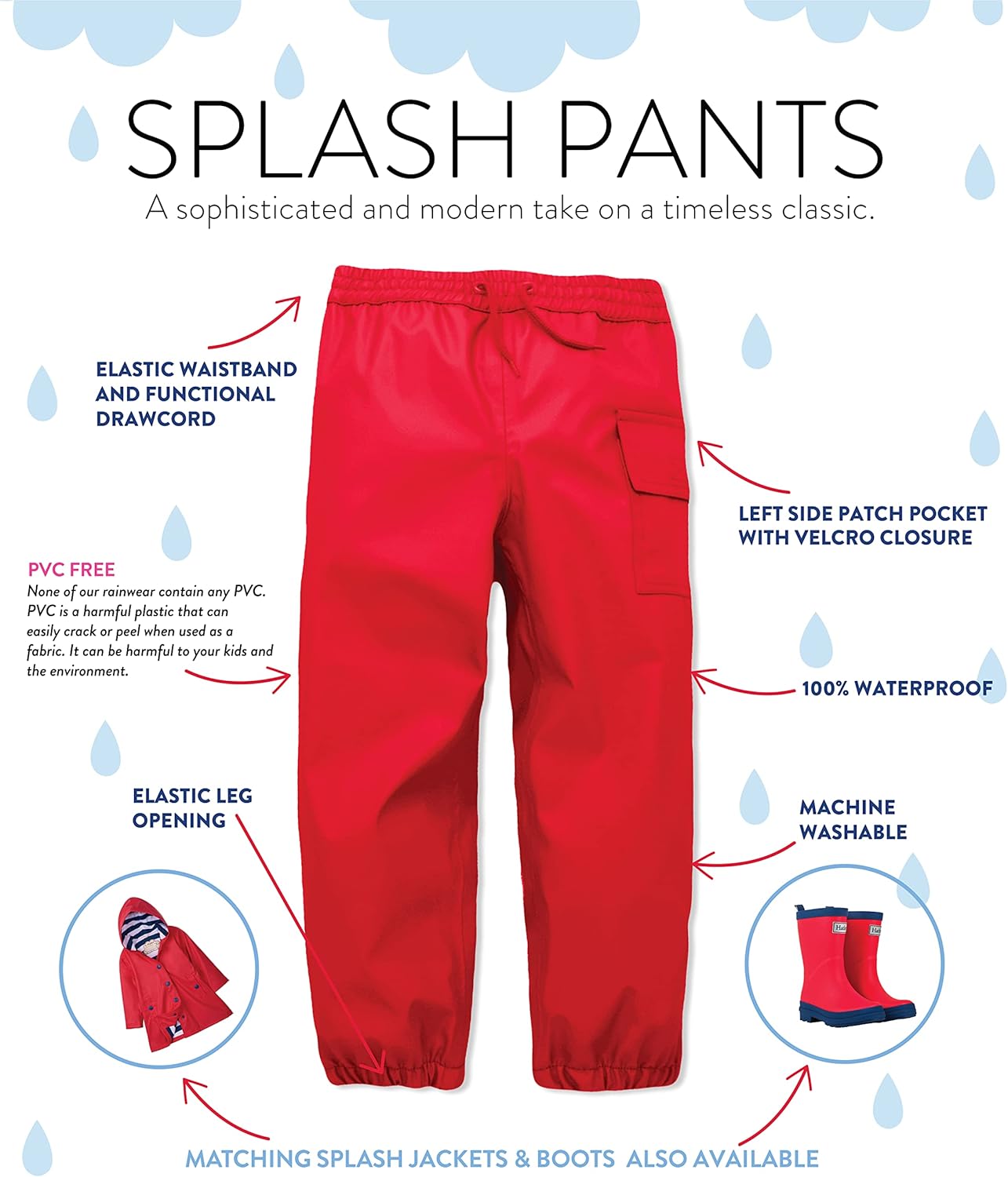 Quick-Dry Waterproof and Durable Kids Rain Pants - Hatley