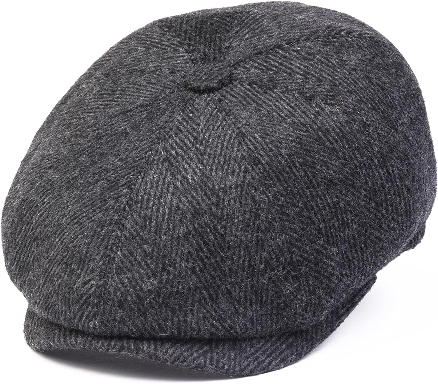 HATSQUARE Herringbone wool mens newsboy cap