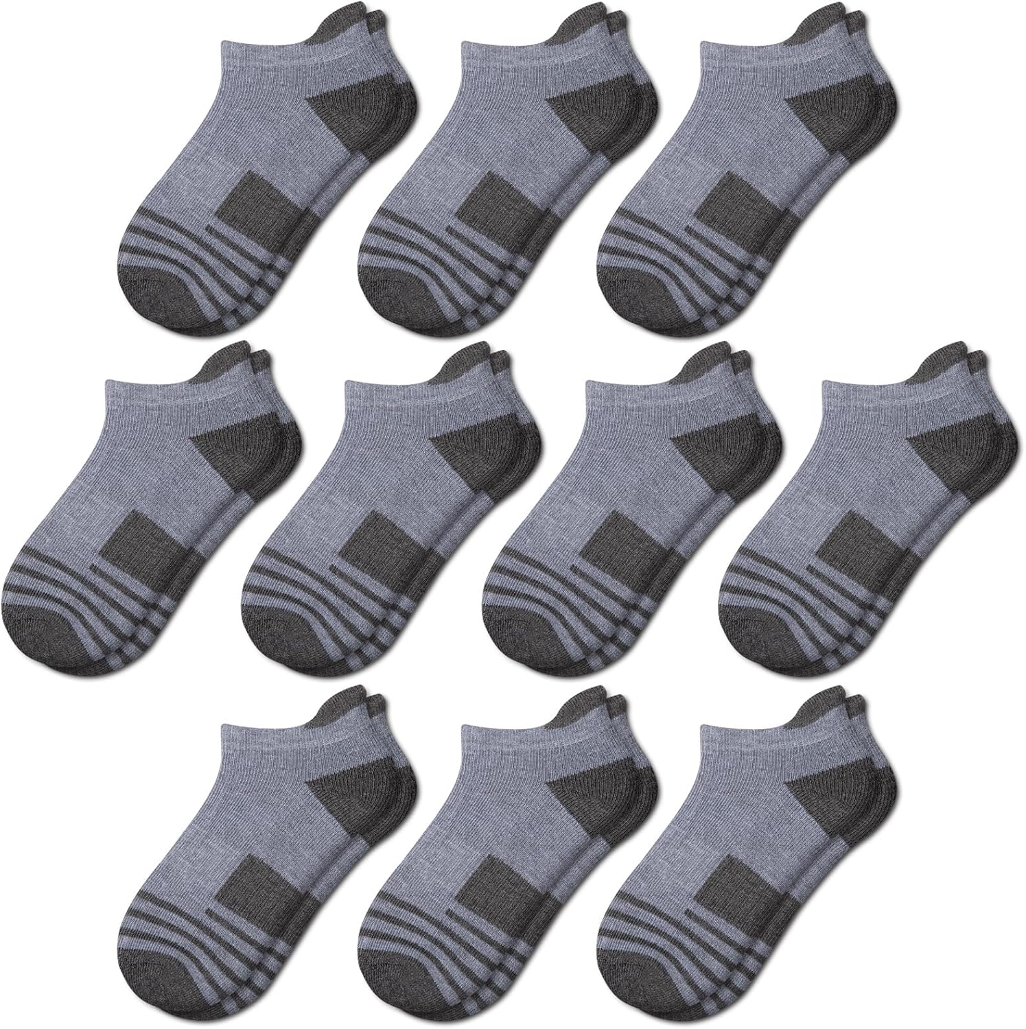 Comfoex 10 Pairs Boys Ankle Athletic Socks with Cushioned Sole