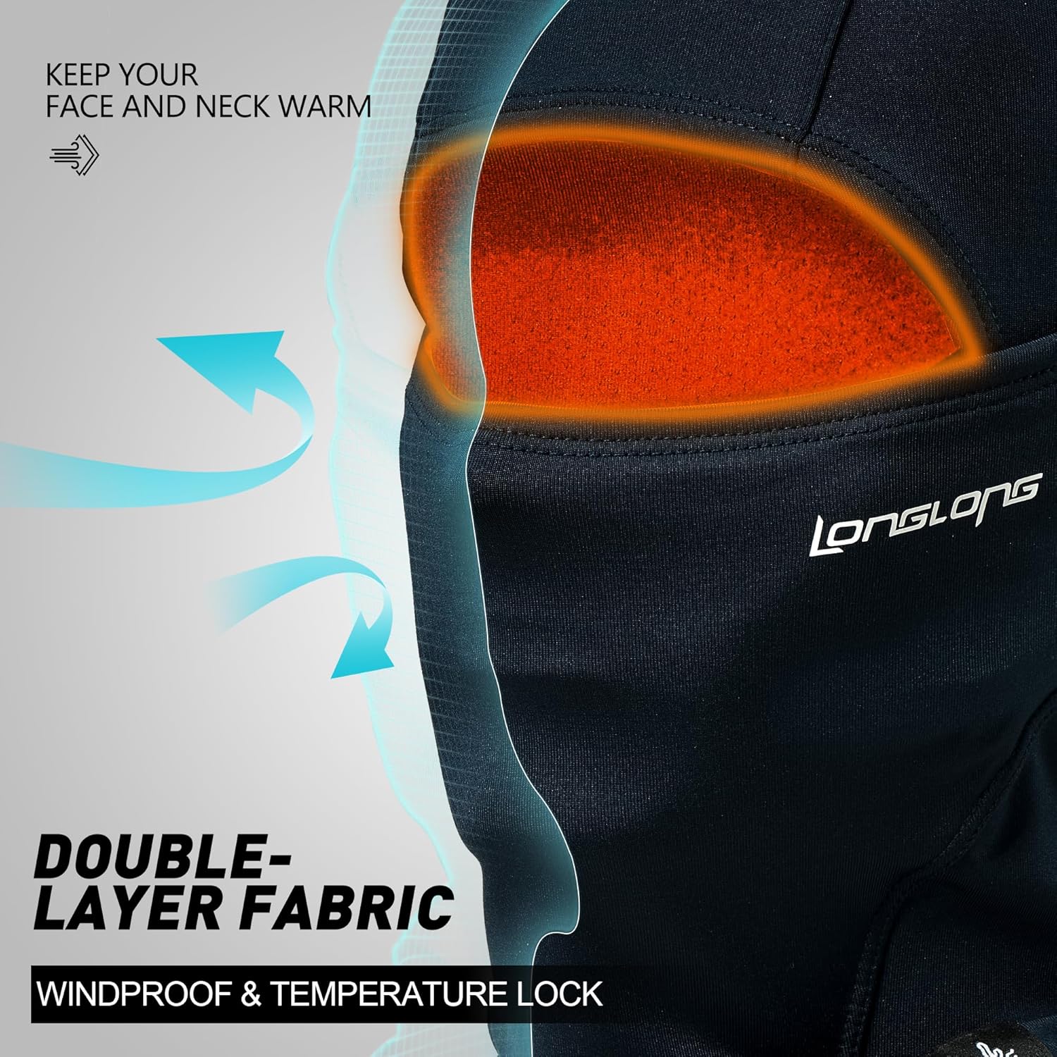 LONGLONG Balaclava Ski Mask Double-Layer Full Face Mask for Skiing Snowboarding