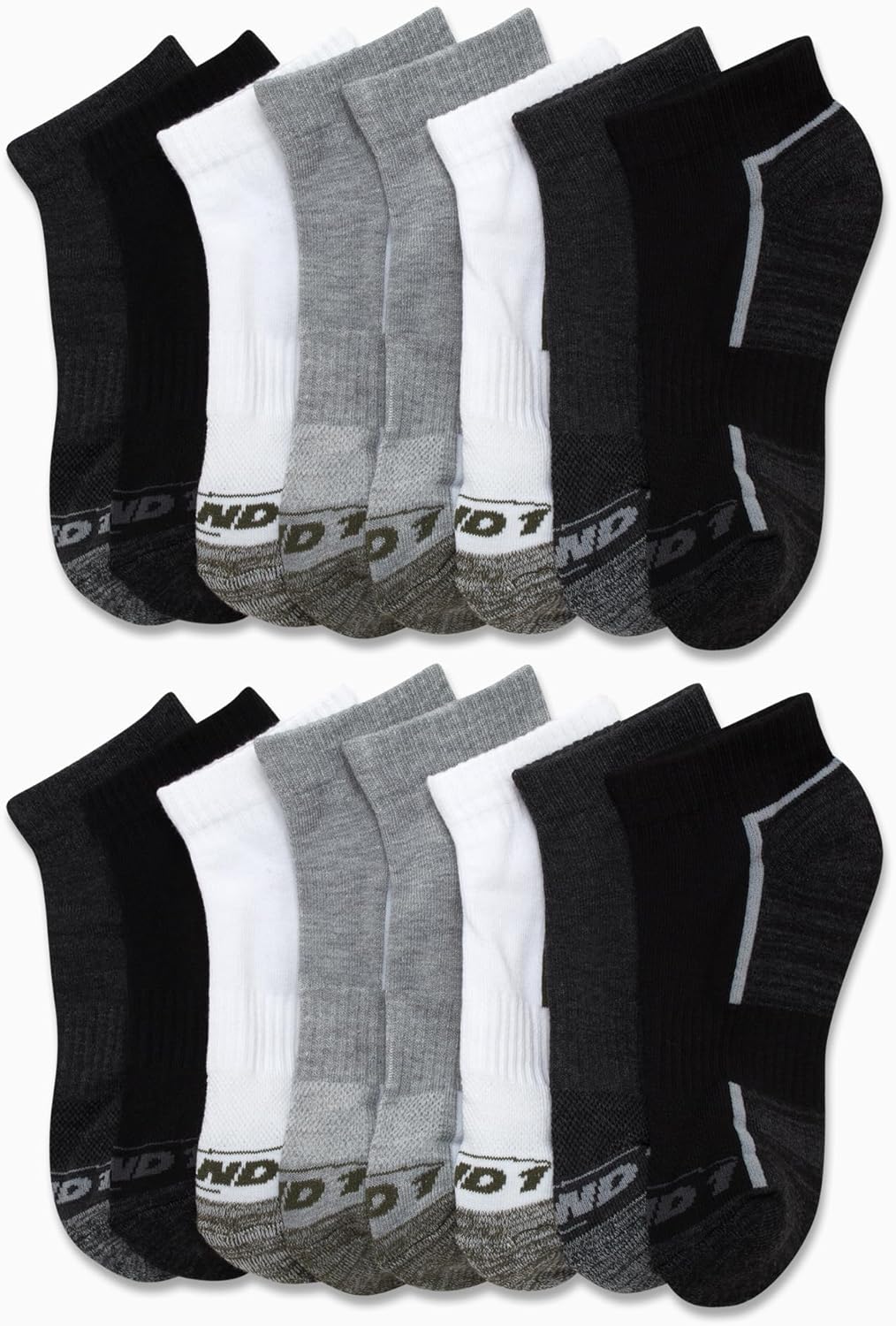 AND1 Boys Athletic Cushion Quarter Cut Socks 16 Pack