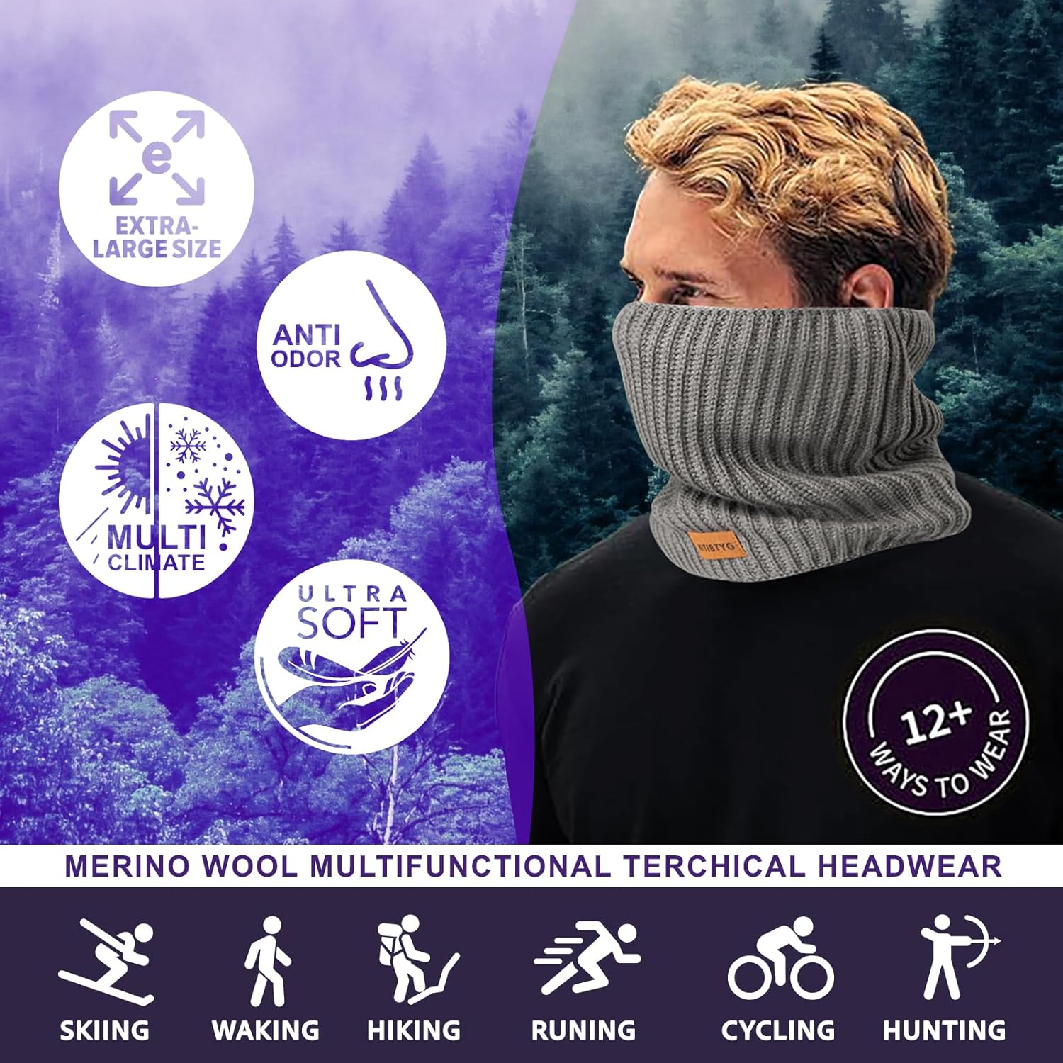Winter Fleece Neck Gaiter with Reversible Mask Design