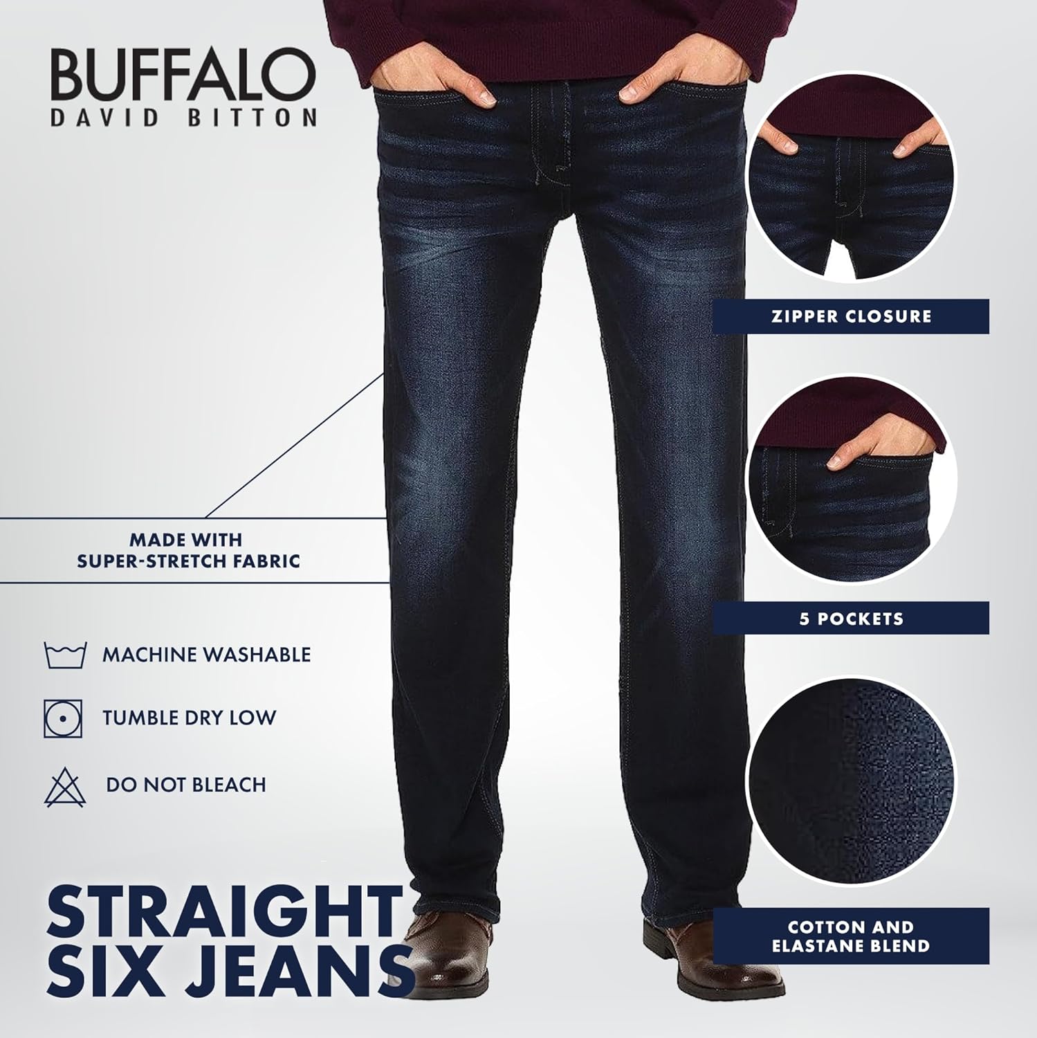 Buffalo David Bitton Mens Straight Six Jeans The Comfort You Deserve