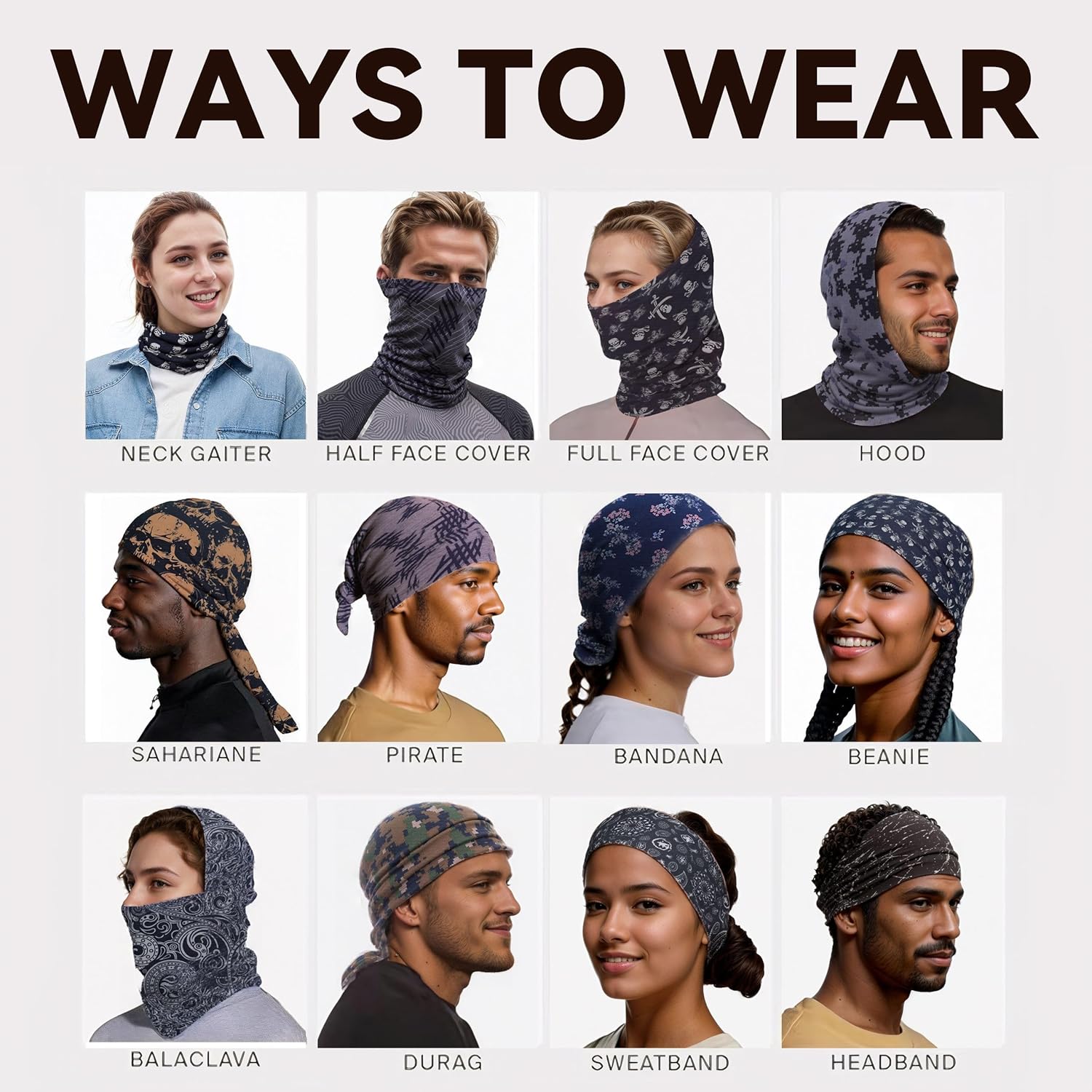 EAZZEA 6-Pack UV Protection Balaclava for Men Women