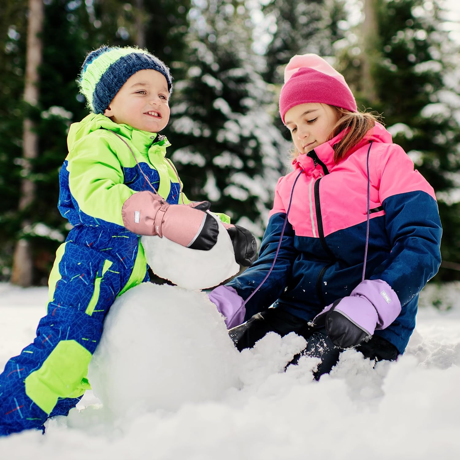 MCTi Kids Ski Gloves Waterproof Sherpa-Lined Long Cuff Mitten