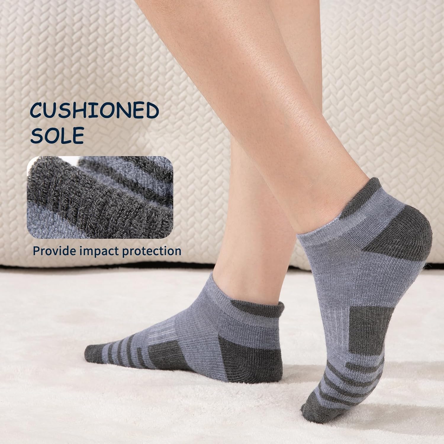 Comfoex 10 Pairs Boys Ankle Athletic Socks with Cushioned Sole