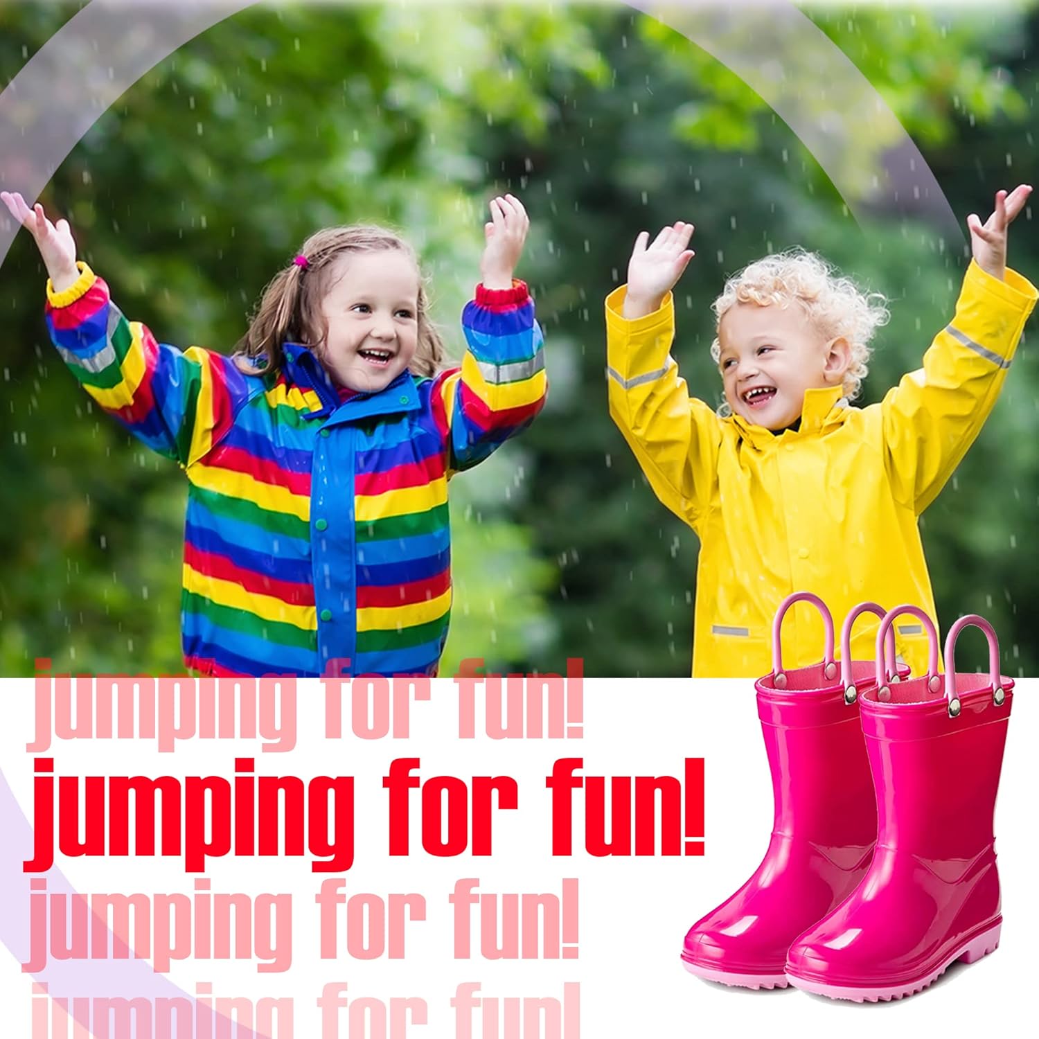 Puddle Play Toddlers Waterproof Rain Boots with Easy-On Handles