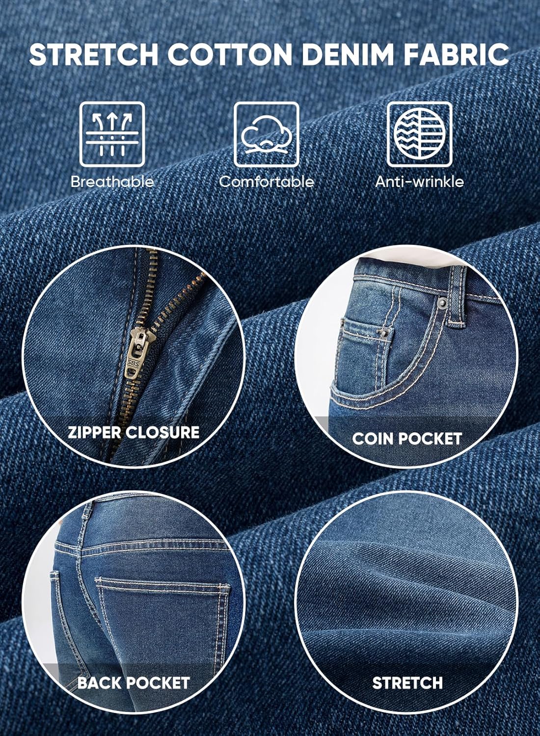 JMIERR Mens Classic Stretch Denim Pants