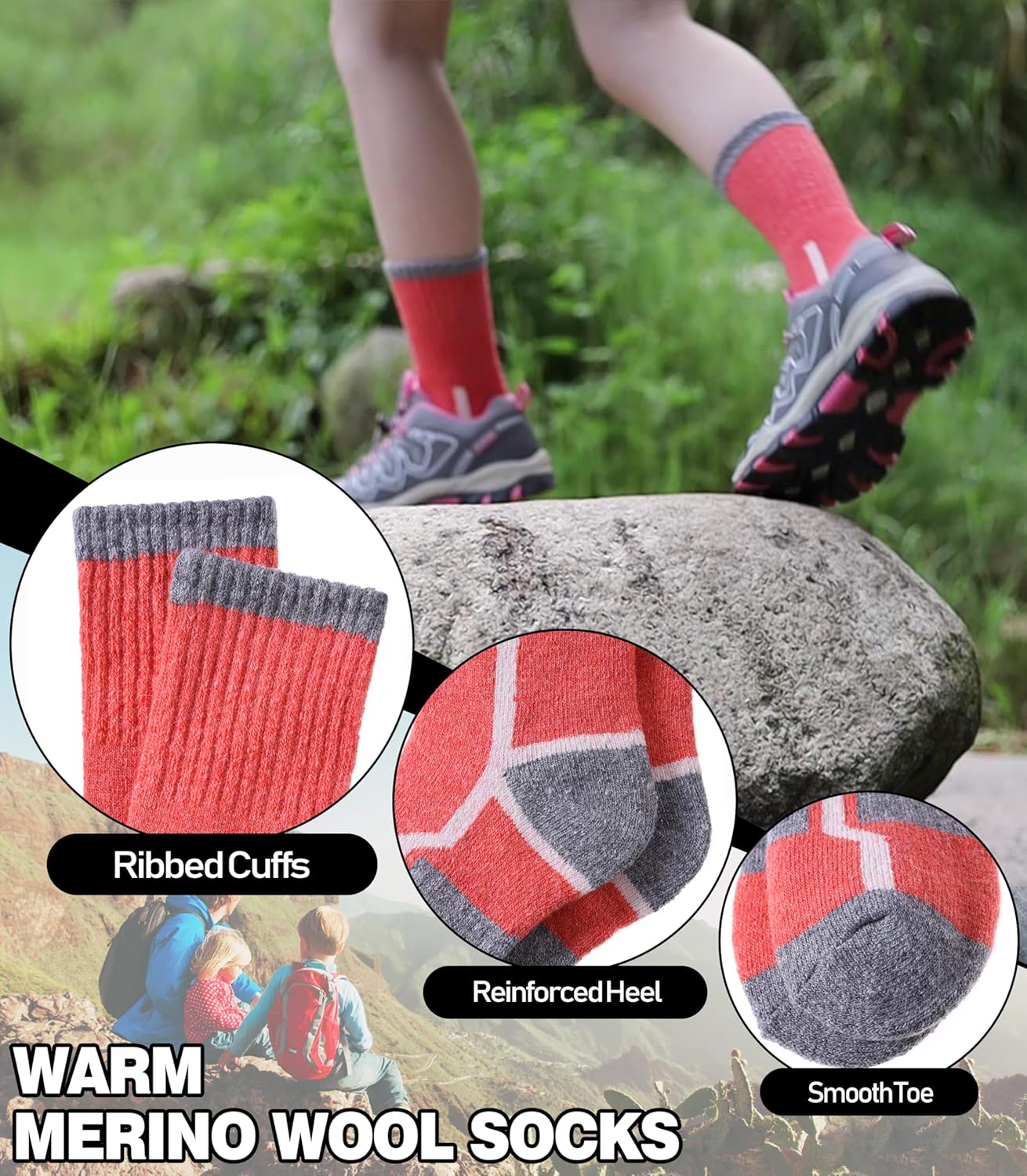 Linemin Kids Merino Wool Hiking Socks