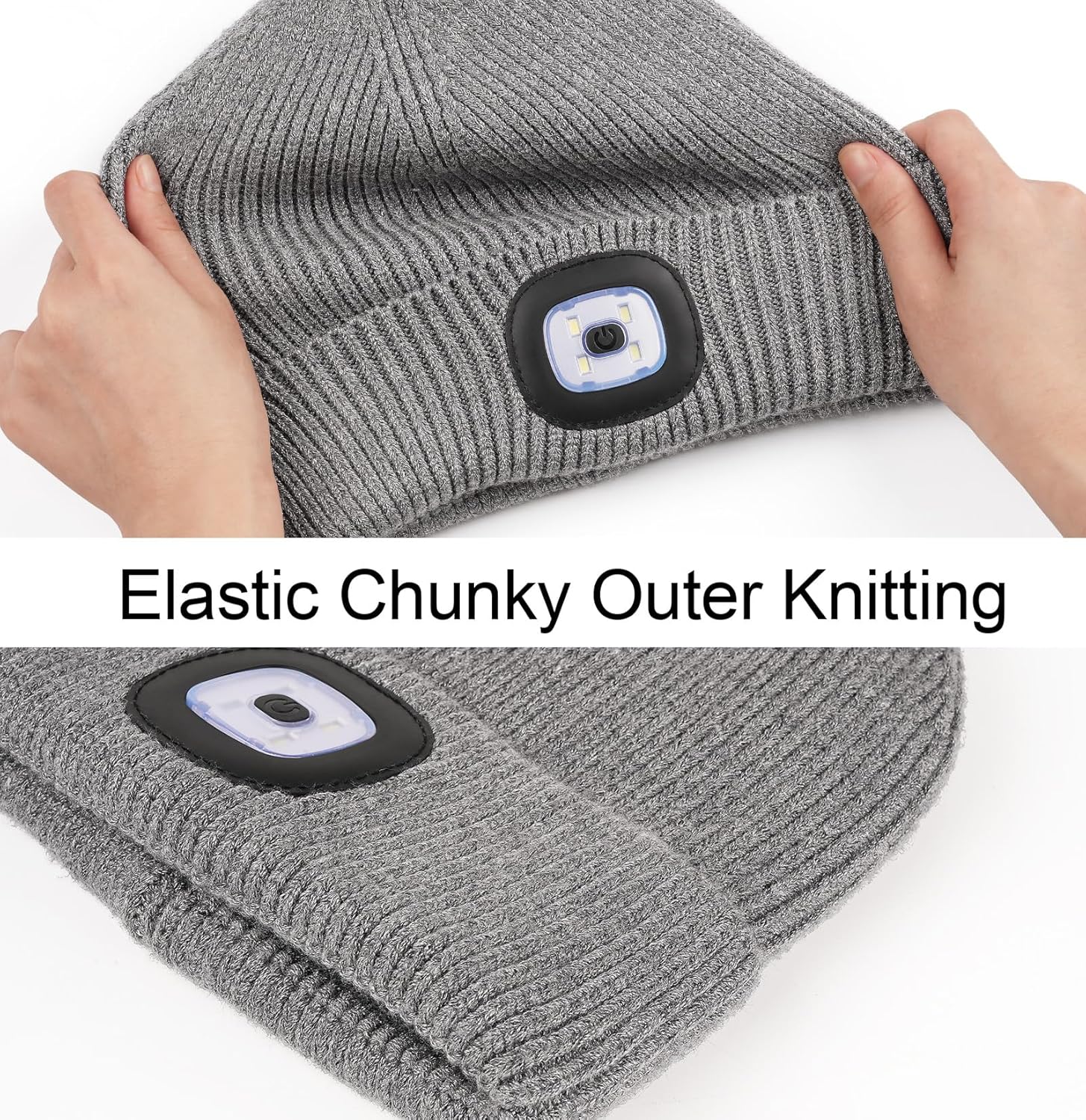 Melasa Winter Fleece Lined LED Beanie Warm Gift for Dad Husband Him