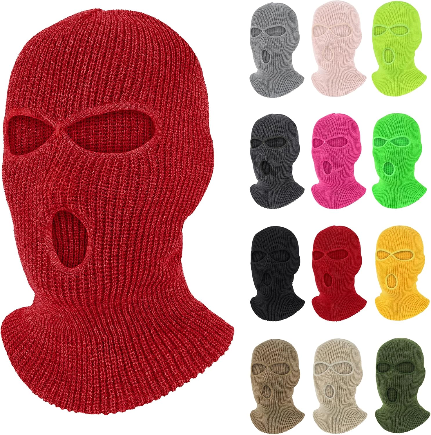Warm 3-Hole Knitted Mask for Skiing and More