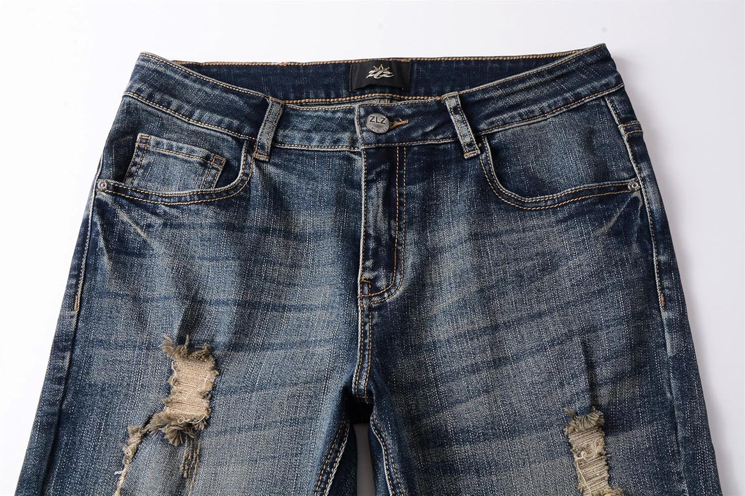 ZLZ Ripped Slim Fit Jeans for Men