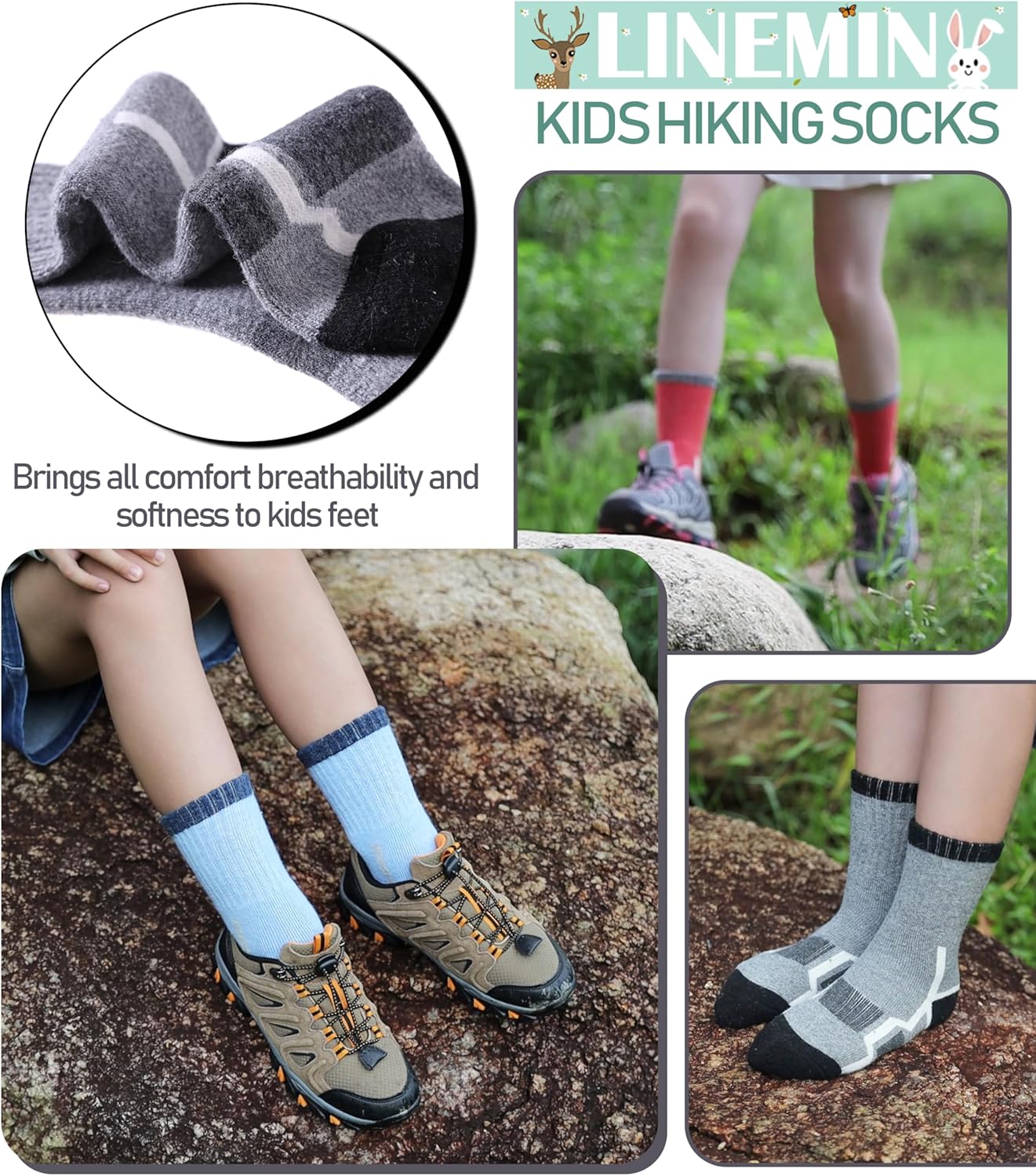 Linemin Kids Merino Wool Hiking Socks