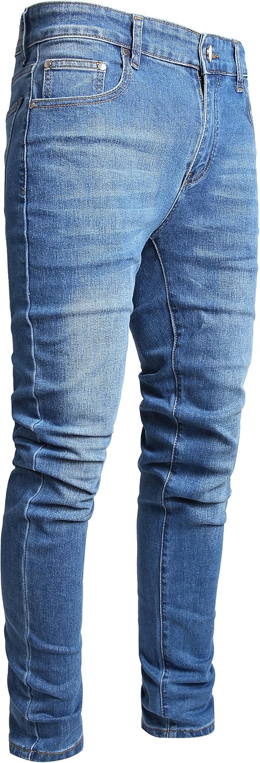 Mens Ripped Taper Skinny Fit Stretch Denim Pants Ultimate Comfort Durability